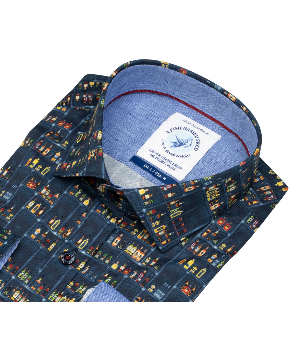 A Fish Named Fred Hemd - Modern Fit - Print - Spirituosen - dunkelblau - ohne OVP