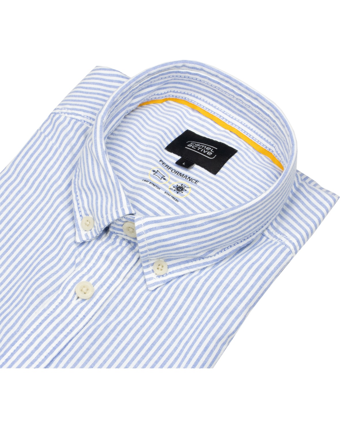 Camel Active Hemd - Regular Fit - Button Down - Performance - Streifen - hellblau / weiß