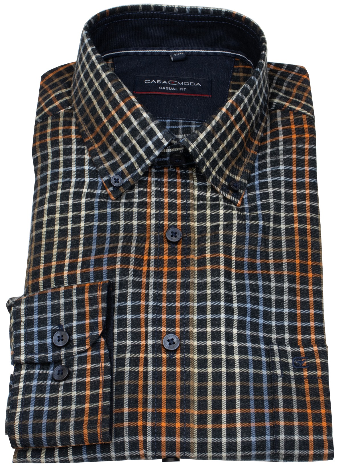 Casa Moda Hemd - Casual Fit - Button Down - kariert - mehrfarbig - extra langer 72cm Arm - ohne OVP