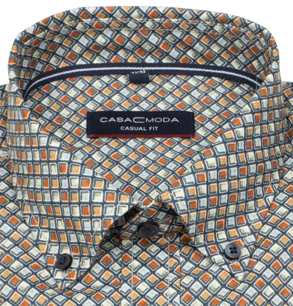Casa Moda Hemd - Casual Fit - Button Down - Kontrastknöpfe - mehrfarbig