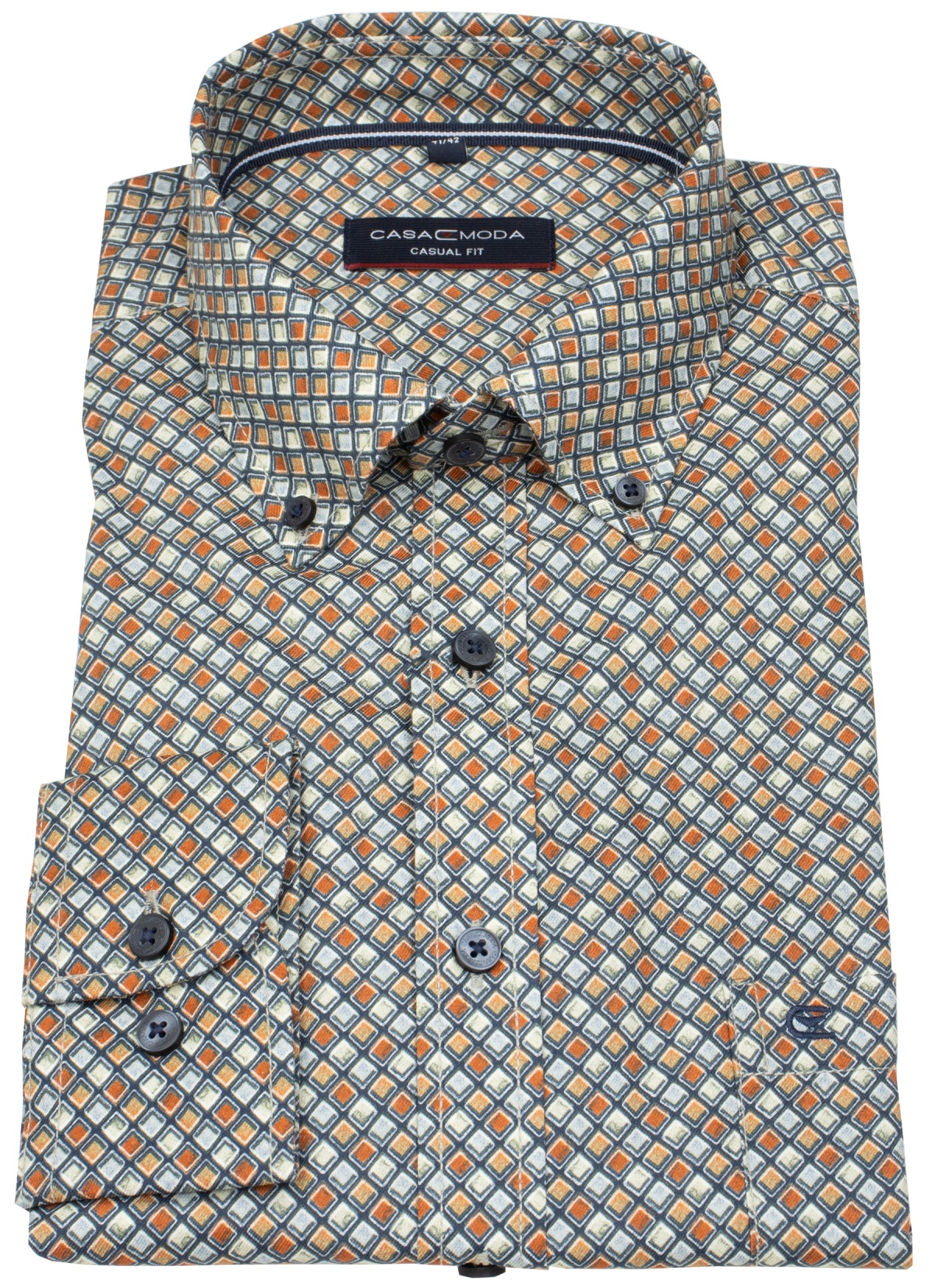 Casa Moda Hemd - Casual Fit - Button Down - Kontrastknöpfe - mehrfarbig