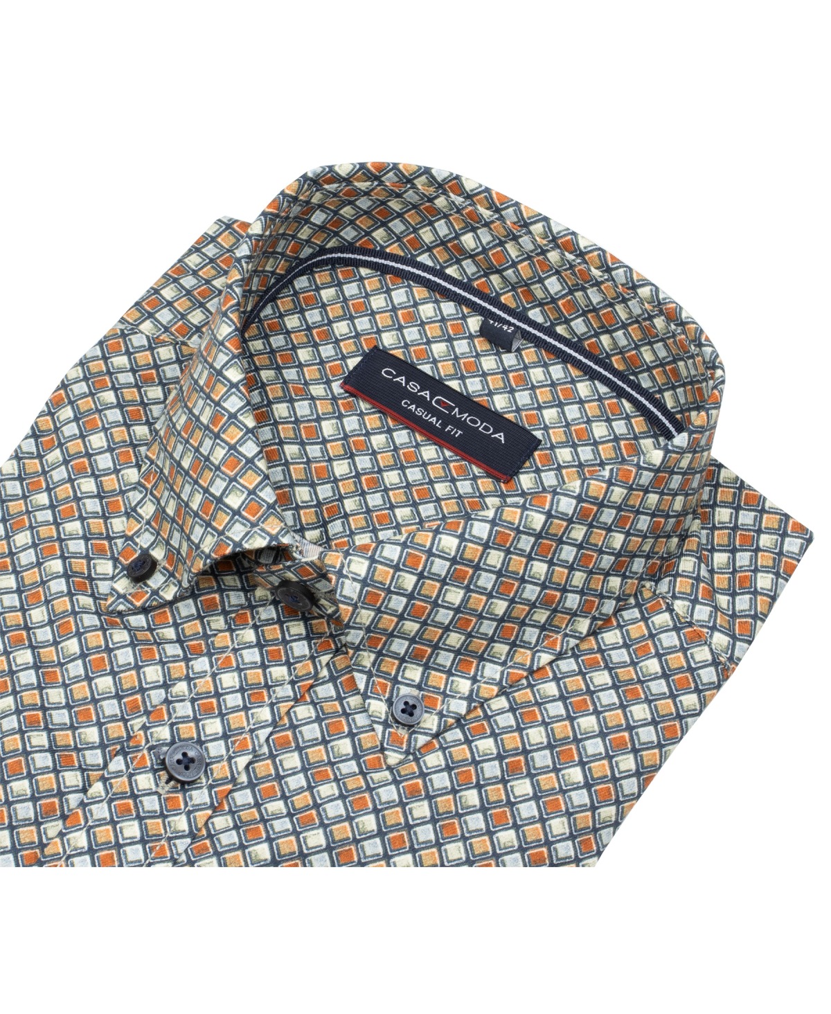 Casa Moda Hemd - Casual Fit - Button Down - Kontrastknöpfe - mehrfarbig