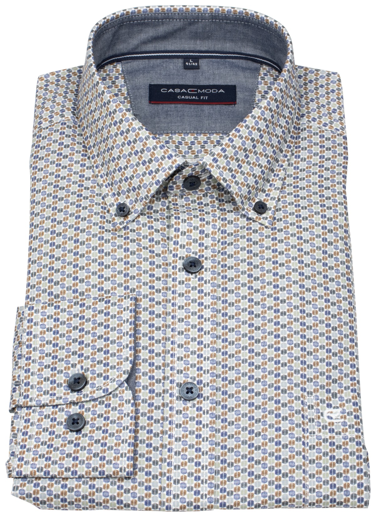 Casa Moda Hemd - Casual Fit - Button Down - Kontrastknöpfe - mehrfarbig - extra langer 72cm Arm - ohne OVP