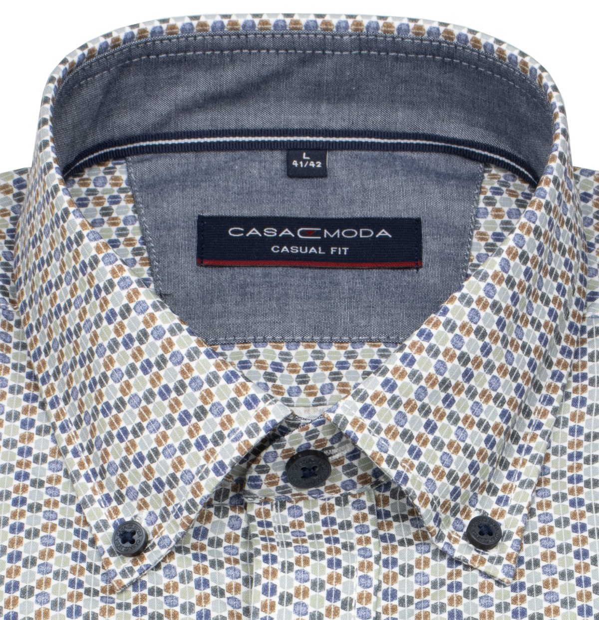 Casa Moda Hemd - Casual Fit - Button Down - Kontrastknöpfe - mehrfarbig - extra langer 72cm Arm - ohne OVP