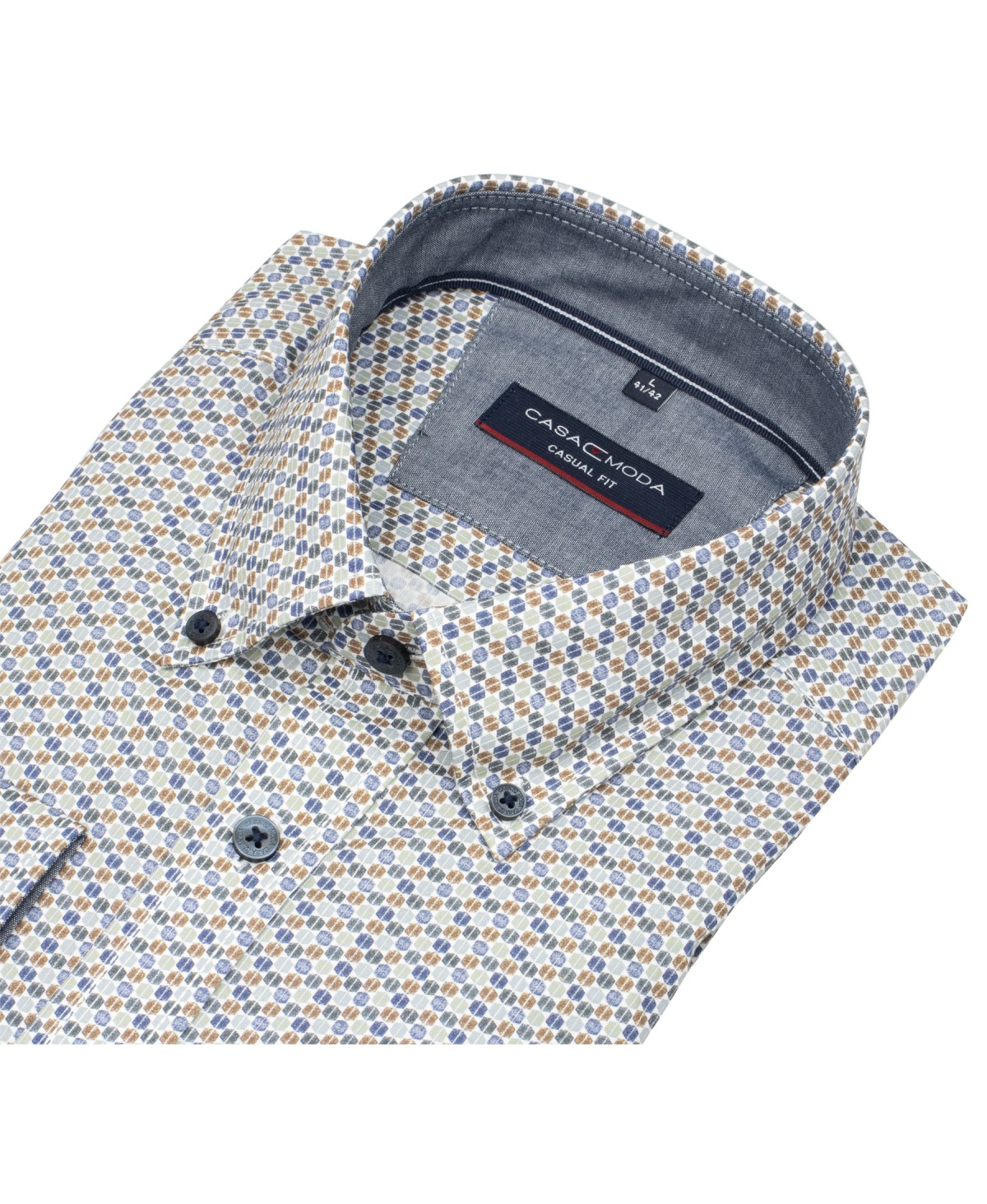Casa Moda Hemd - Casual Fit - Button Down - Kontrastknöpfe - mehrfarbig - extra langer 72cm Arm - ohne OVP