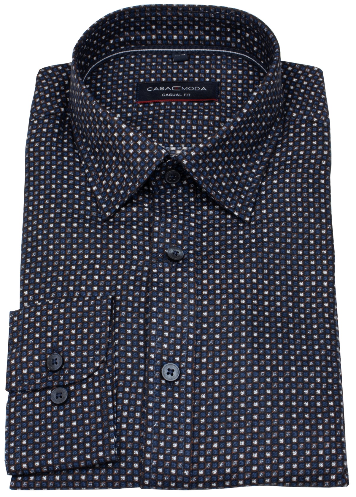 Casa Moda Hemd - Casual Fit - Kentkragen - leichter Flanell - kariert - blau / braun
