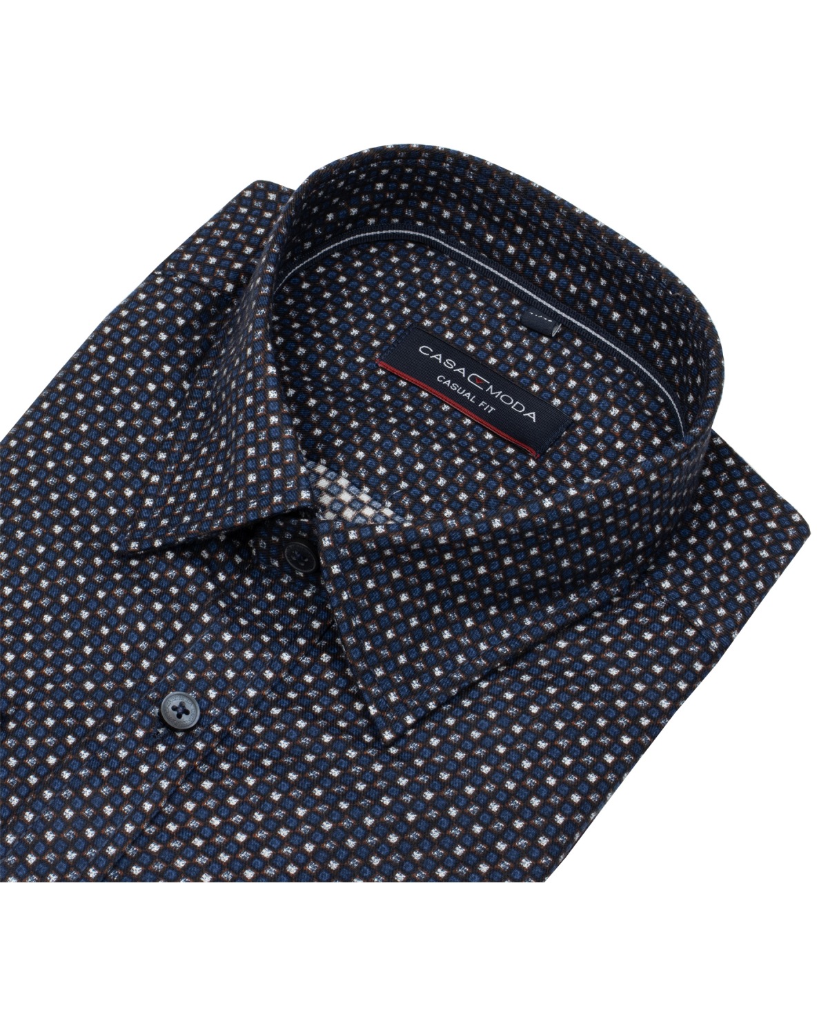 Casa Moda Hemd - Casual Fit - Kentkragen - leichter Flanell - kariert - blau / braun