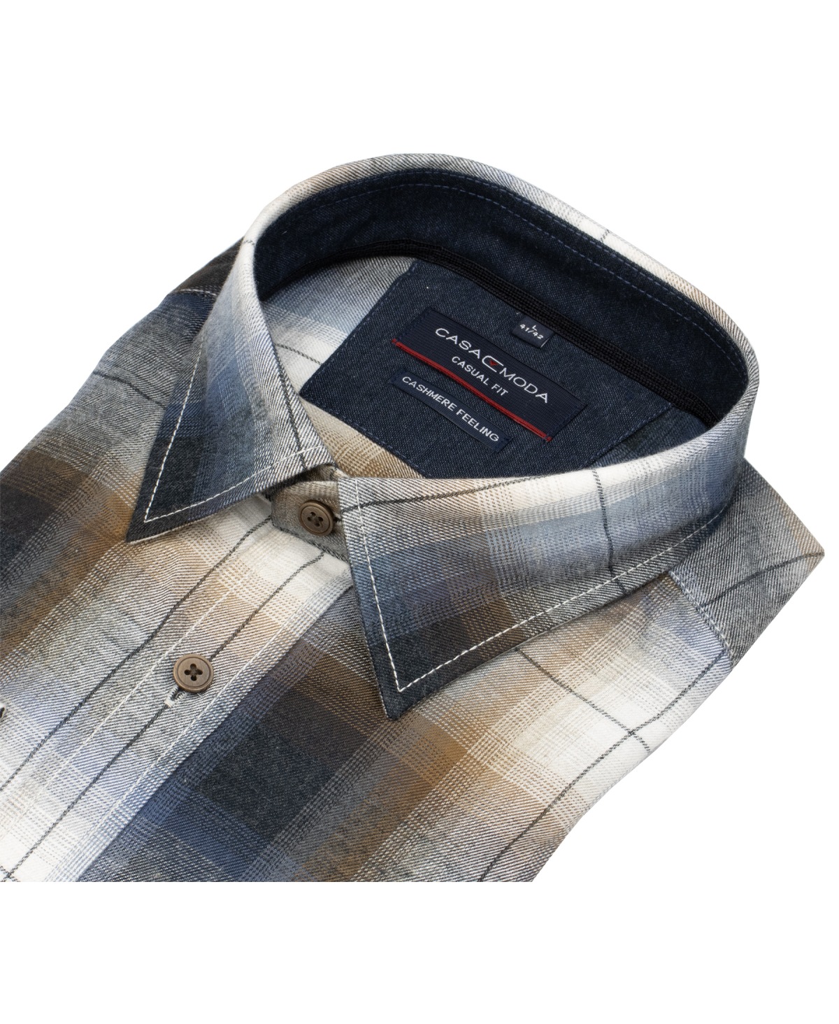 Casa Moda Hemd - Casual Fit - Kentkragen - leichter Flanell - kariert - mehrfarbig