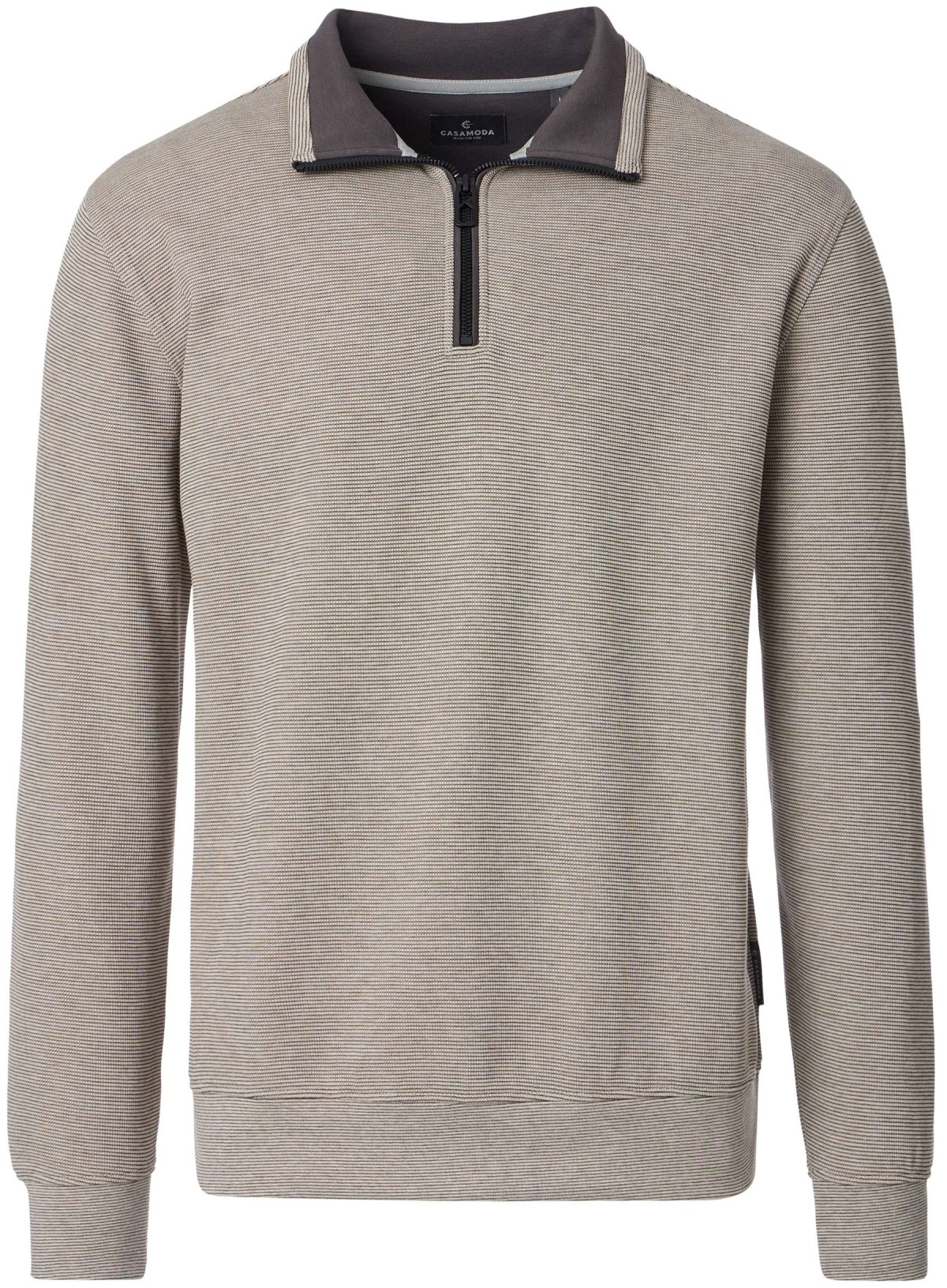 Casa Moda Sweatshirt Pullover - Troyerkragen - Struktur - beige