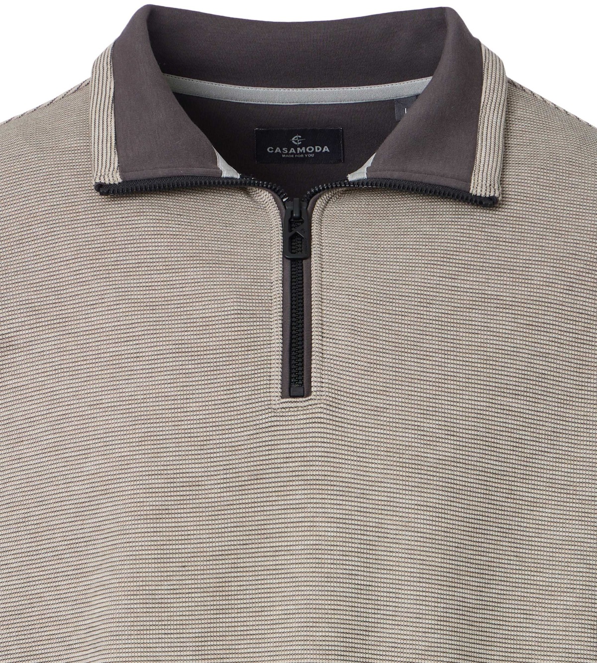 Casa Moda Sweatshirt Pullover - Troyerkragen - Struktur - beige