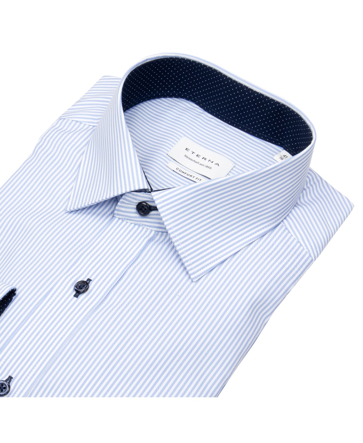 Eterna Hemd - Comfort Fit - Kontrastknöpfe - Streifen - hellblau / weiß - ohne OVP