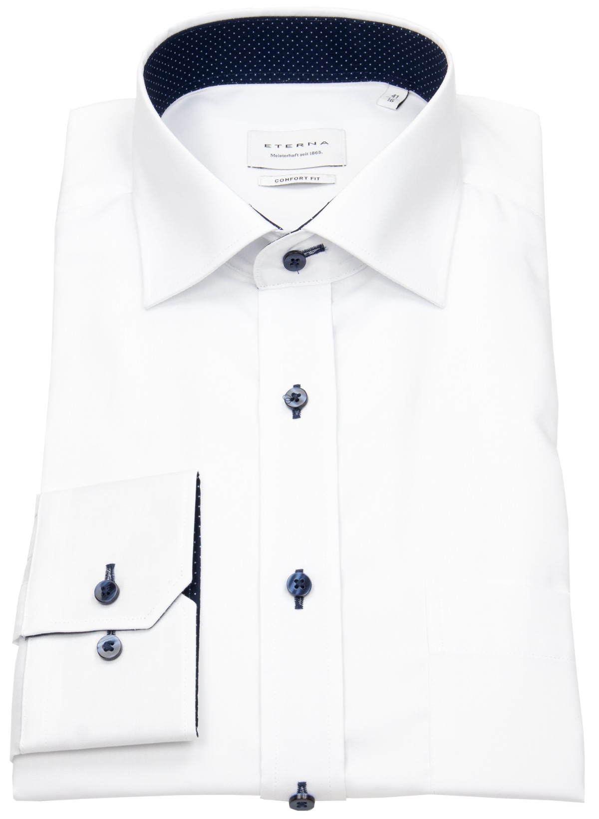 Eterna Hemd - Comfort Fit - Oxford - Kontrastknöpfe - weiß - ohne OVP
