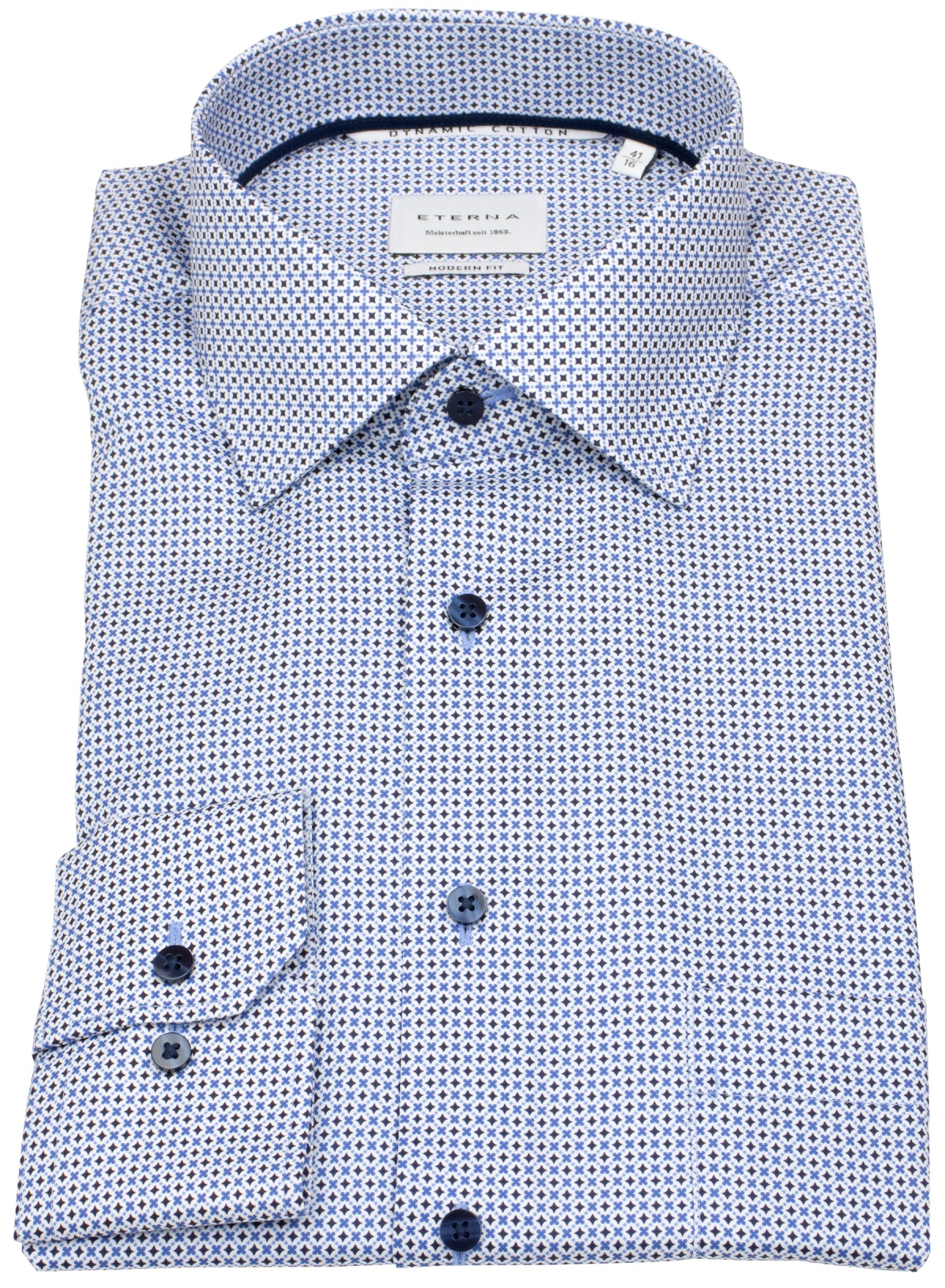 Eterna Hemd - Modern Fit - Dynamic Cotton - dunkelblau / blau / weiß
