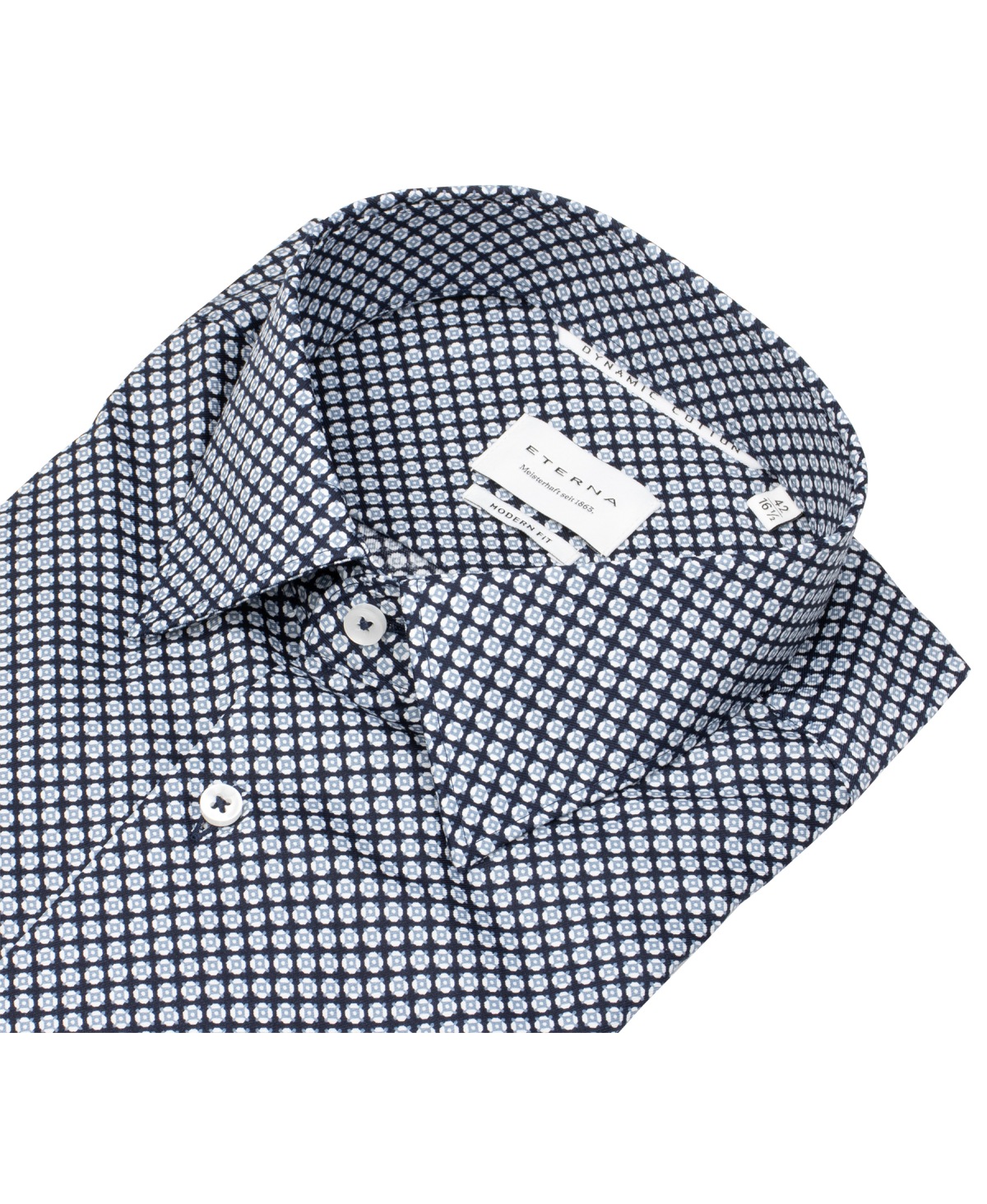 Eterna Hemd - Modern Fit - Dynamic Cotton - Print - dunkelblau - extra langer 68cm Arm - ohne OVP