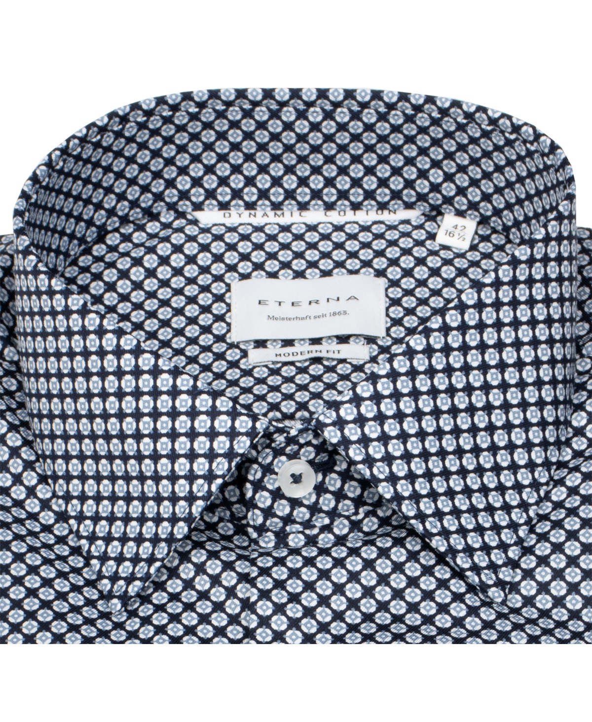 Eterna Hemd - Modern Fit - Dynamic Cotton - Print - dunkelblau - extra langer 68cm Arm - ohne OVP