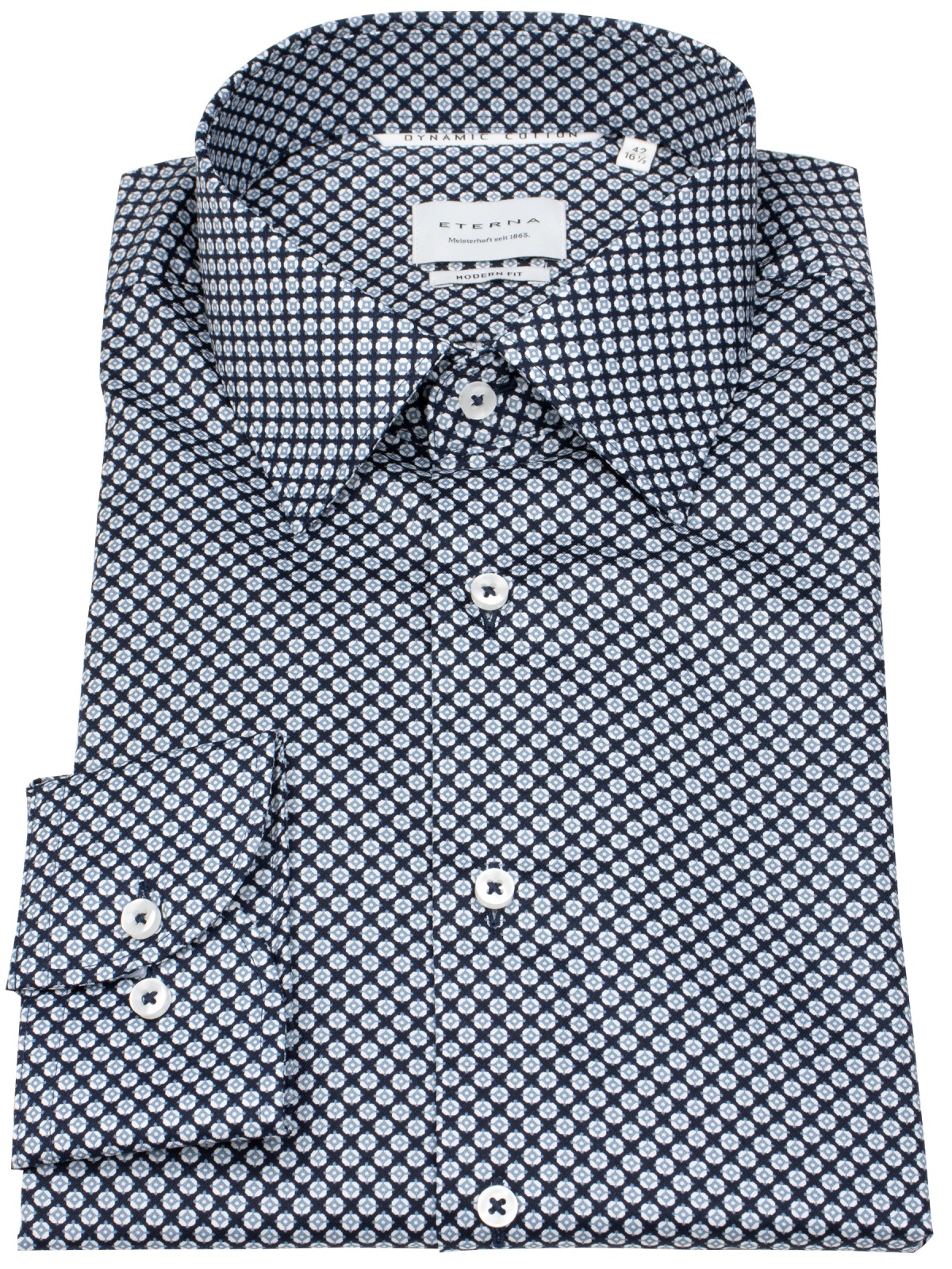 Eterna Hemd - Modern Fit - Dynamic Cotton - Print - dunkelblau - extra langer 68cm Arm - ohne OVP