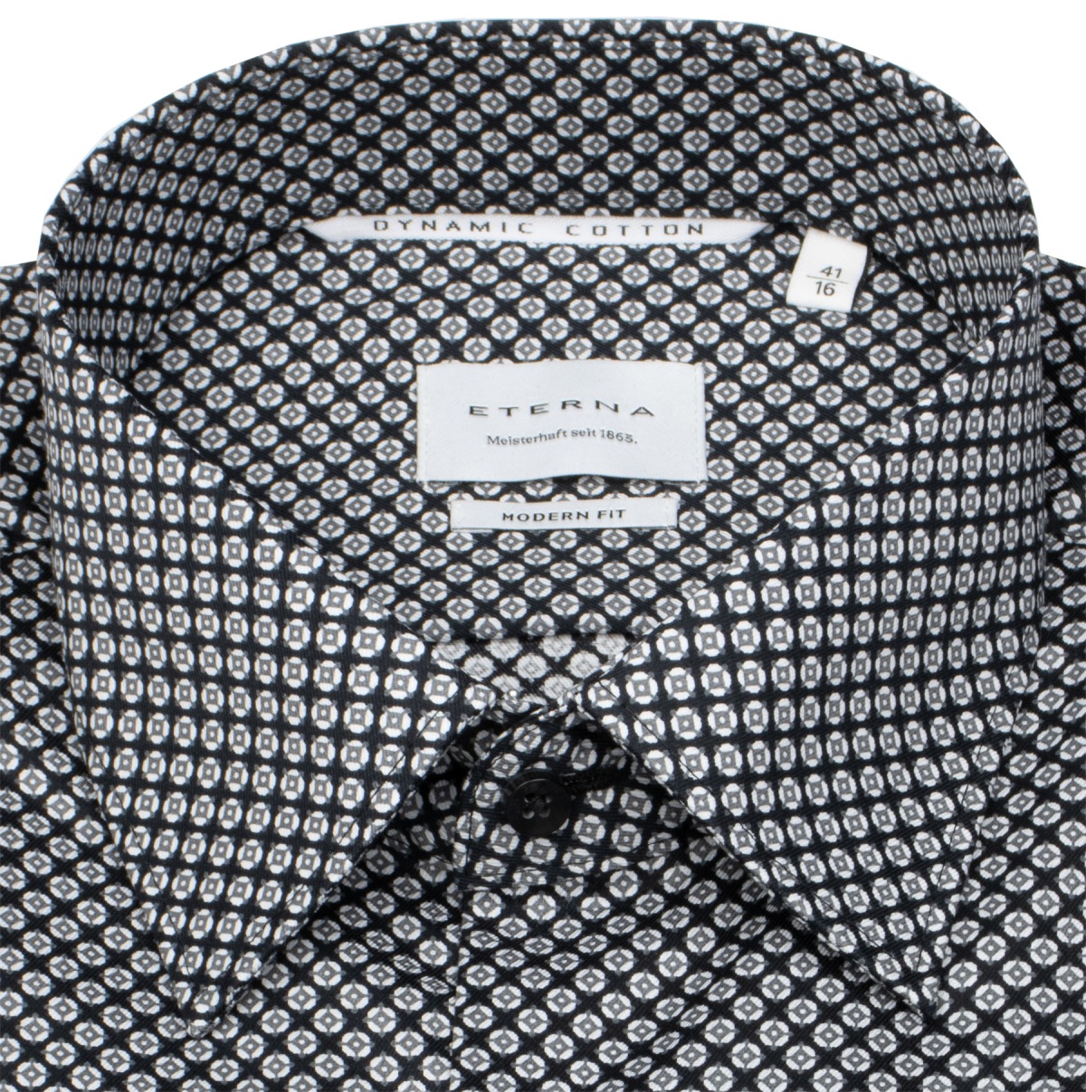 Eterna Hemd - Modern Fit - Dynamic Cotton - Print - schwarz / grau - ohne OVP