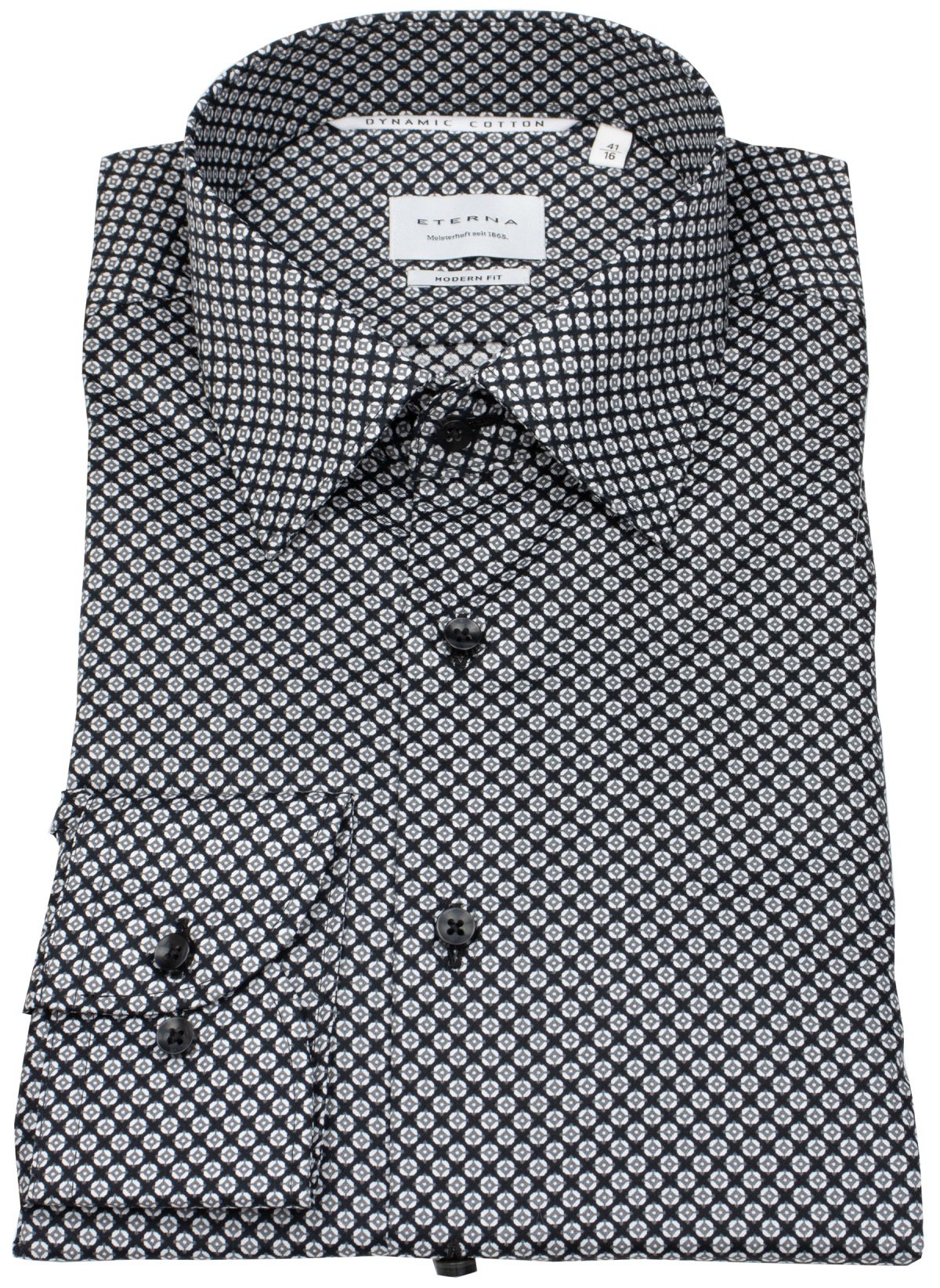 Eterna Hemd - Modern Fit - Dynamic Cotton - Print - schwarz / grau - ohne OVP