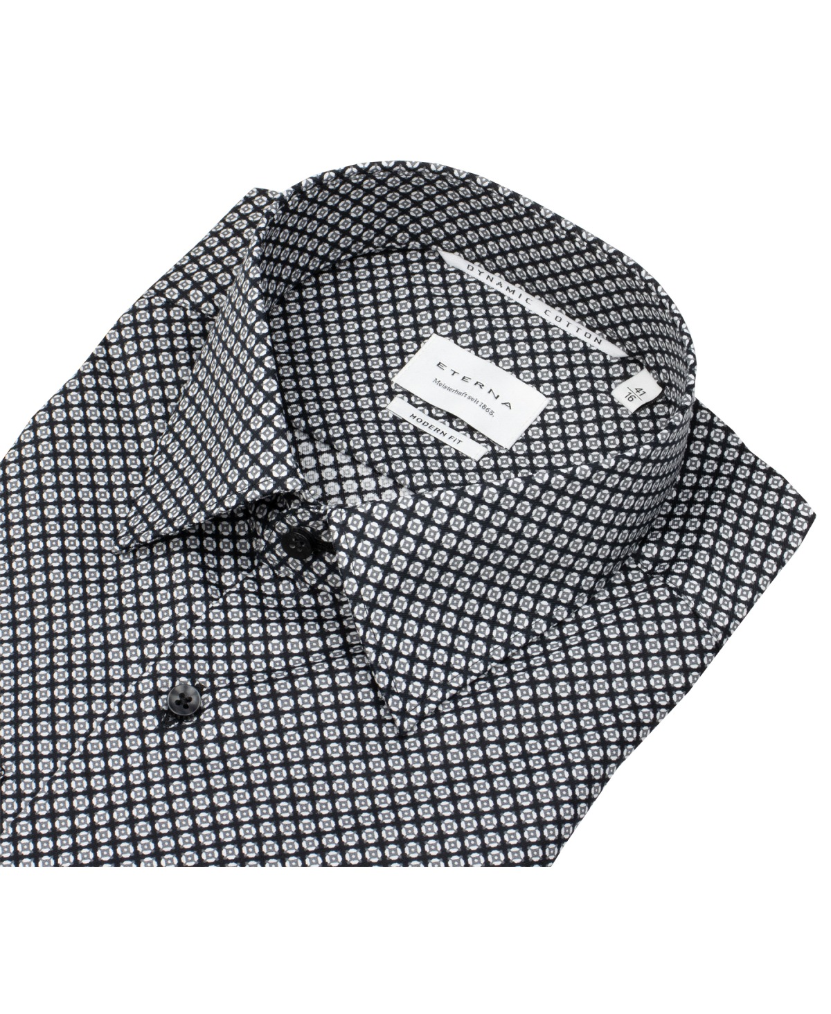 Eterna Hemd - Modern Fit - Dynamic Cotton - Print - schwarz / grau - ohne OVP