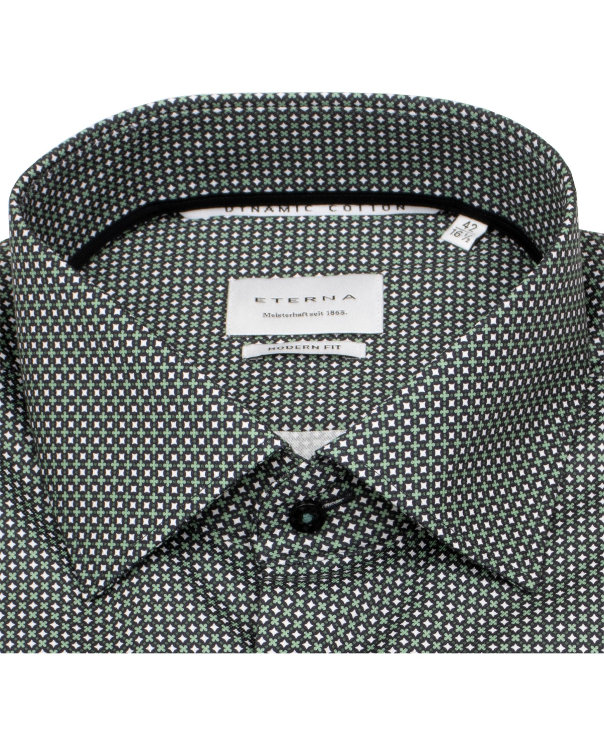 Eterna Hemd - Modern Fit - Dynamic Cotton - schwarz / grün / weiß