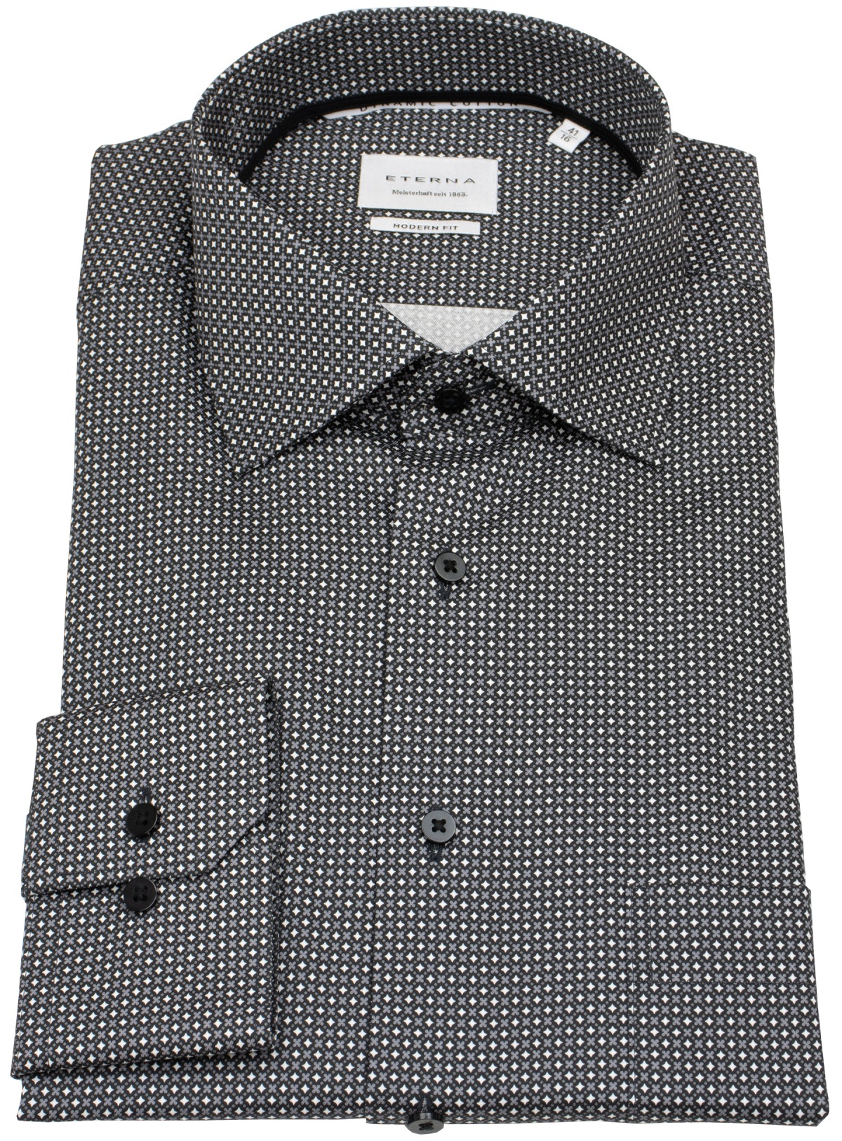 Eterna Hemd - Modern Fit - Dynamic Cotton - schwarz / weiß