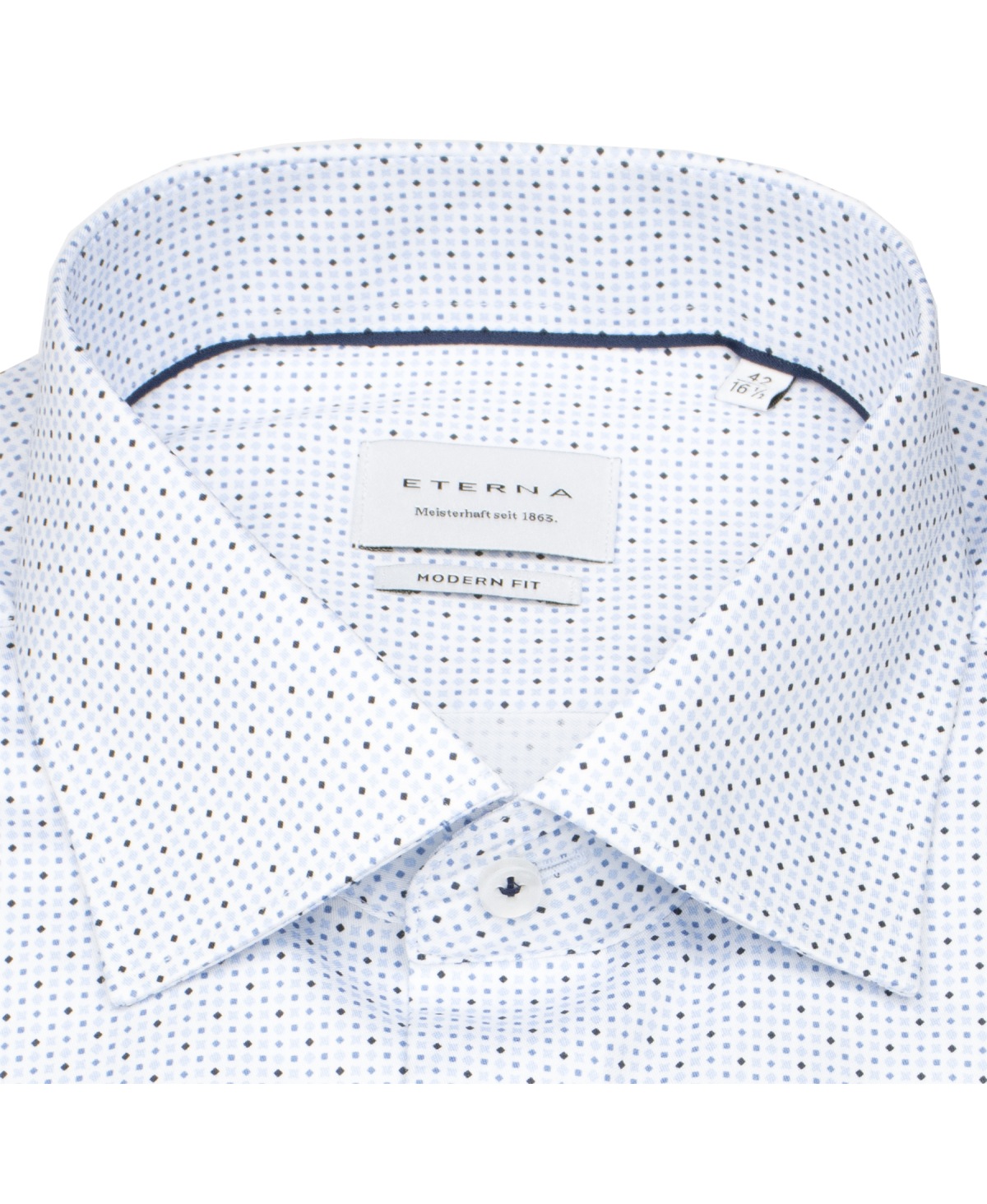 Eterna Hemd - Modern Fit - Kentkragen - hellblau / dunkelblau / weiß - extra langer 68cm Arm - ohne OVP