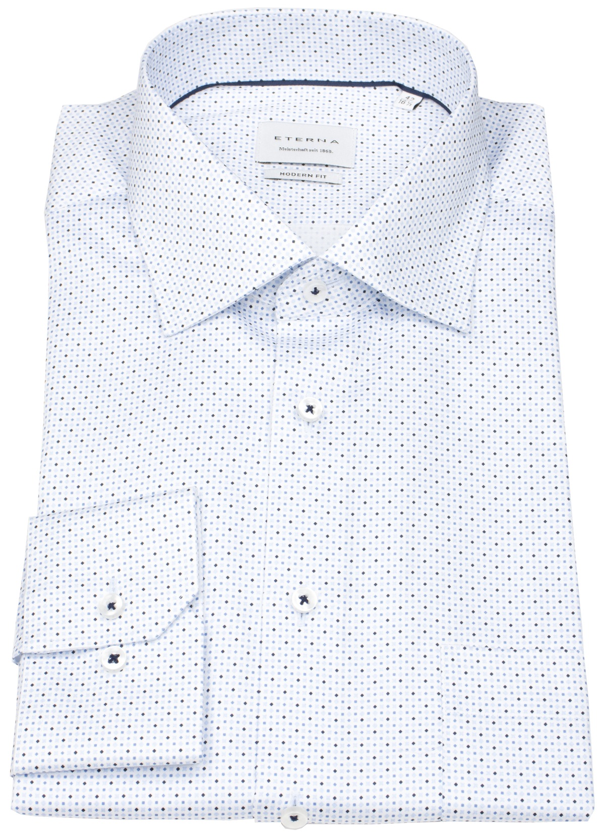 Eterna Hemd - Modern Fit - Kentkragen - hellblau / dunkelblau / weiß - extra langer 68cm Arm - ohne OVP