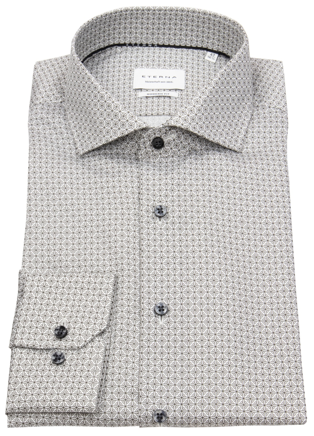 Eterna Hemd - Modern Fit - Kentkragen - Kontrastknöpfe - grau / weiß - ohne OVP