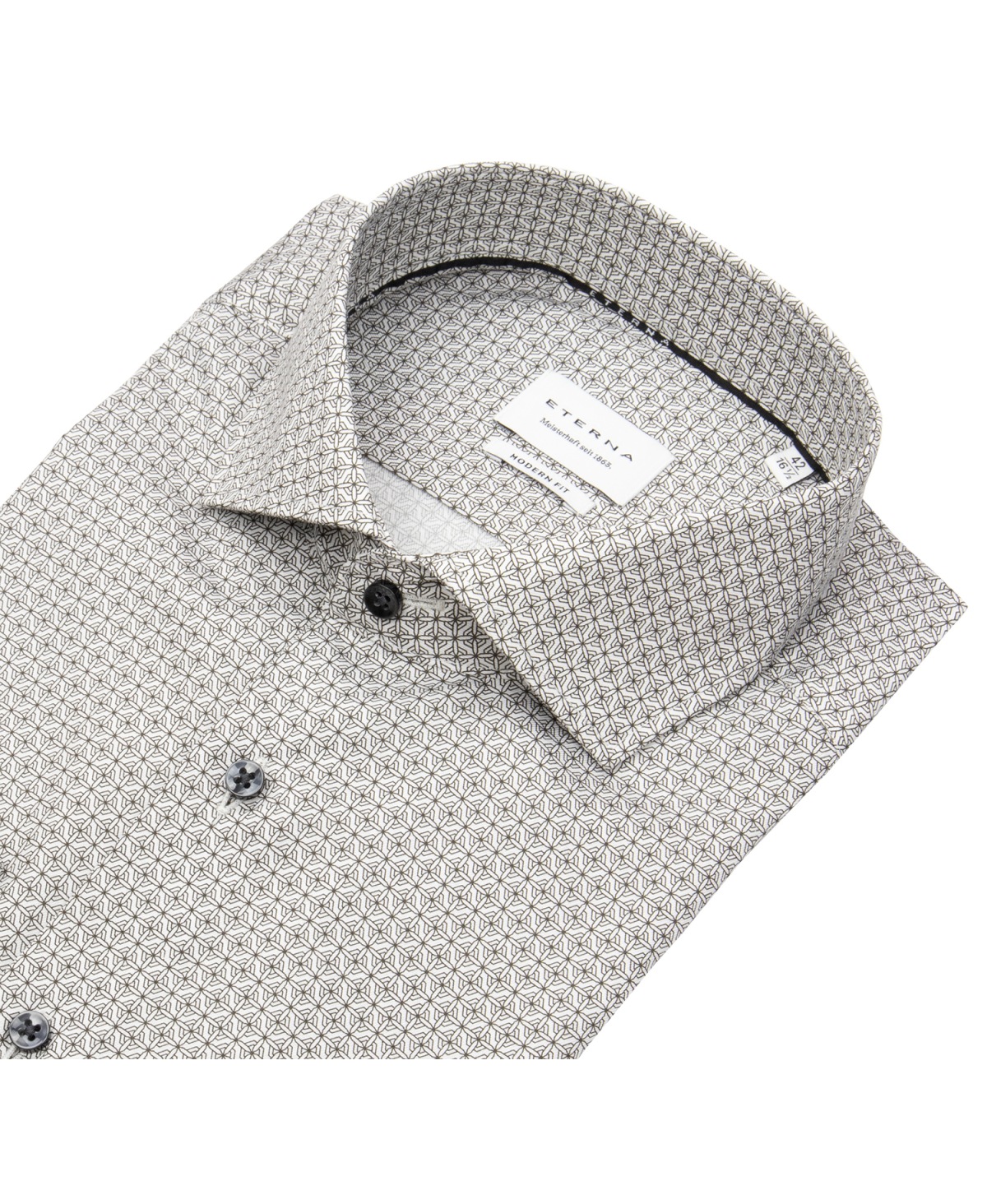Eterna Hemd - Modern Fit - Kentkragen - Kontrastknöpfe - grau / weiß - ohne OVP