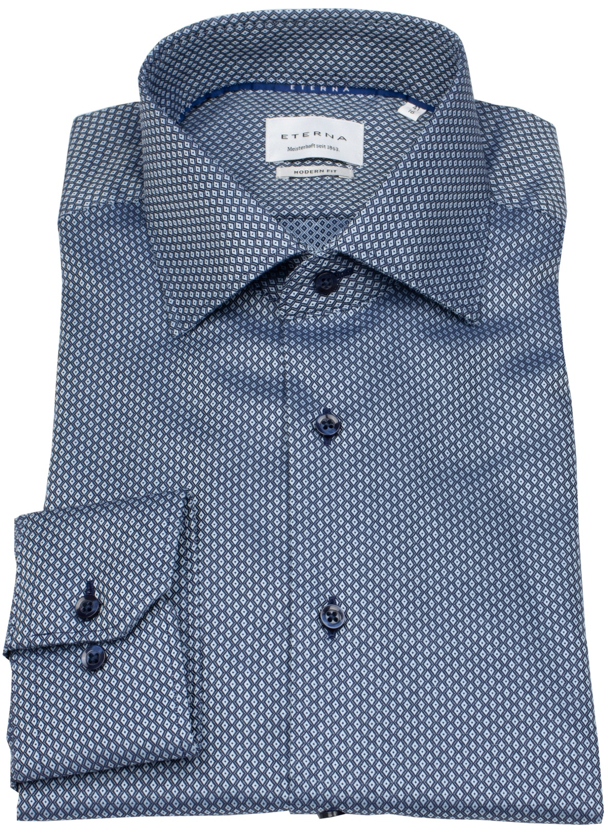 Eterna Hemd - Modern Fit - Print - blau / hellblau - extra langer 69cm Arm - ohne OVP