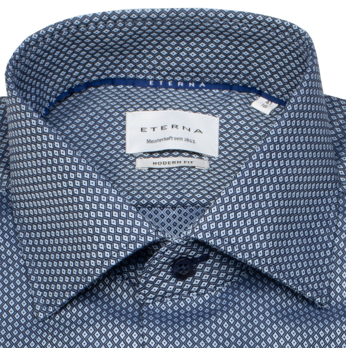 Eterna Hemd - Modern Fit - Print - blau / hellblau - extra langer 69cm Arm - ohne OVP