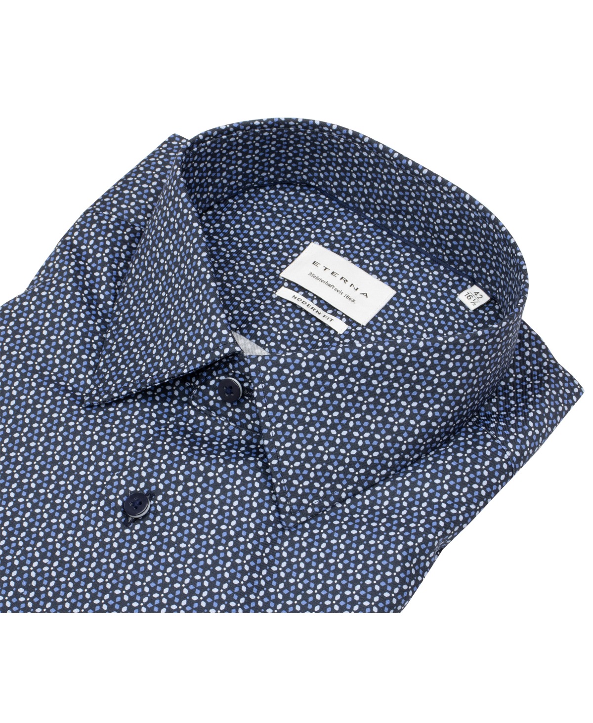 Eterna Hemd - Modern Fit - Print - dunkelblau / hellblau / weiß