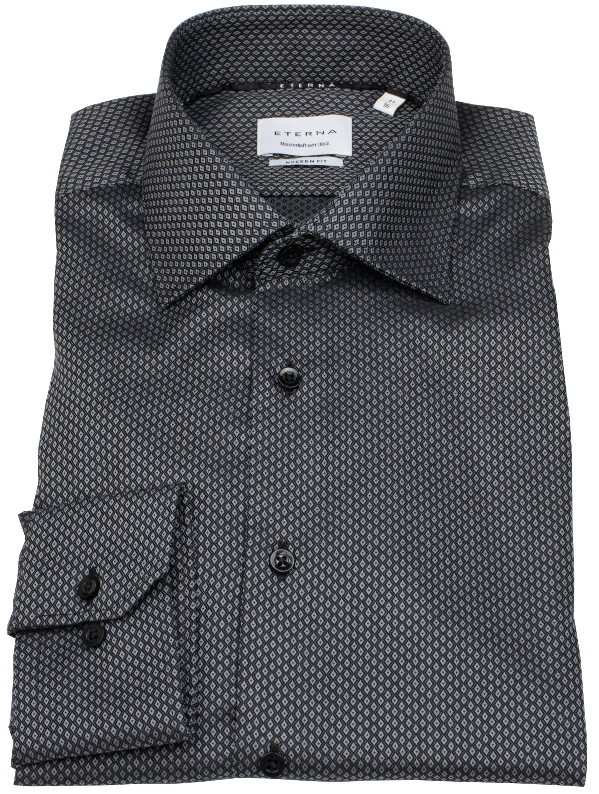 Eterna Hemd - Modern Fit - Print - schwarz / grau - ohne OVP