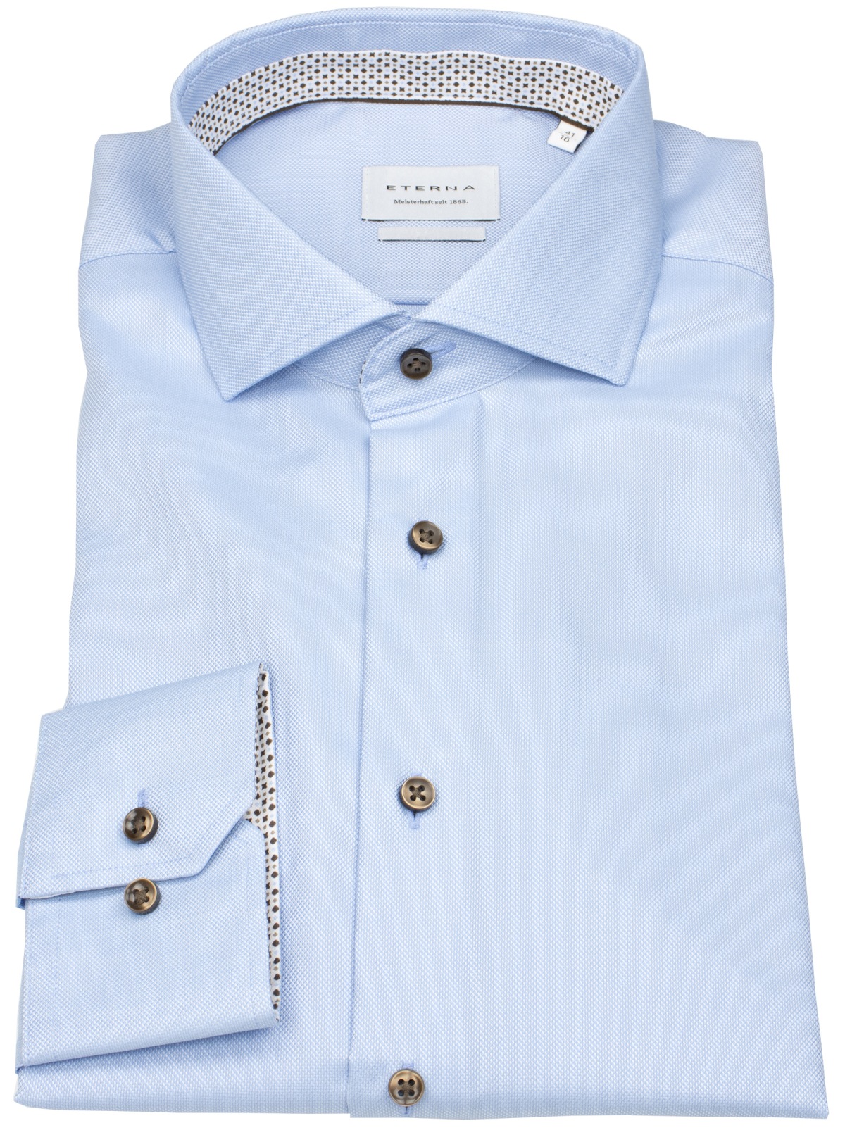 Eterna Hemd - Slim Fit - Haifischkragen - Struktur - Kontrastknöpfe - hellblau - ohne OVP