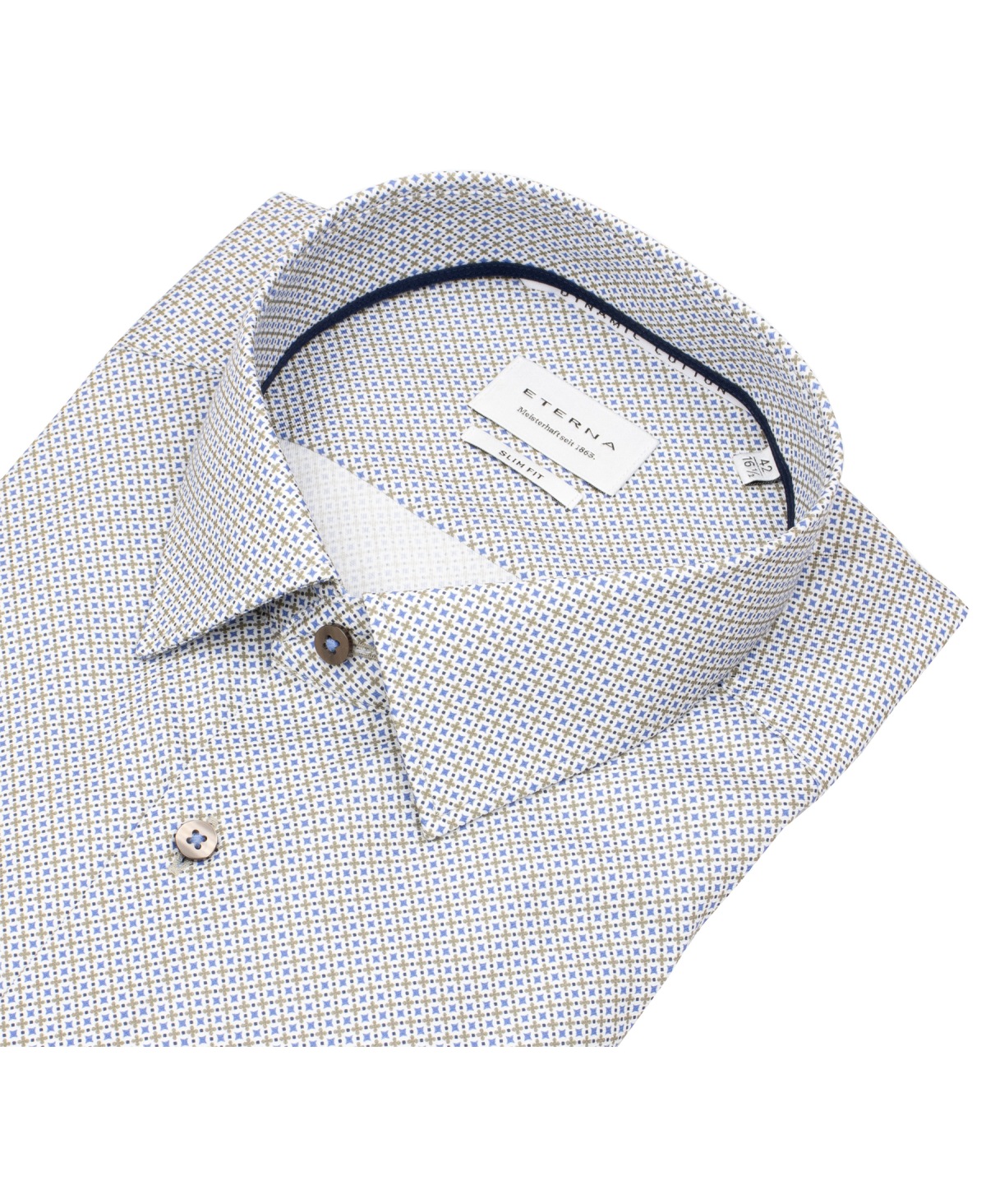 Eterna Hemd - Slim Fit - Kentkragen - Dynamic Cotton - blau / beige / weiß