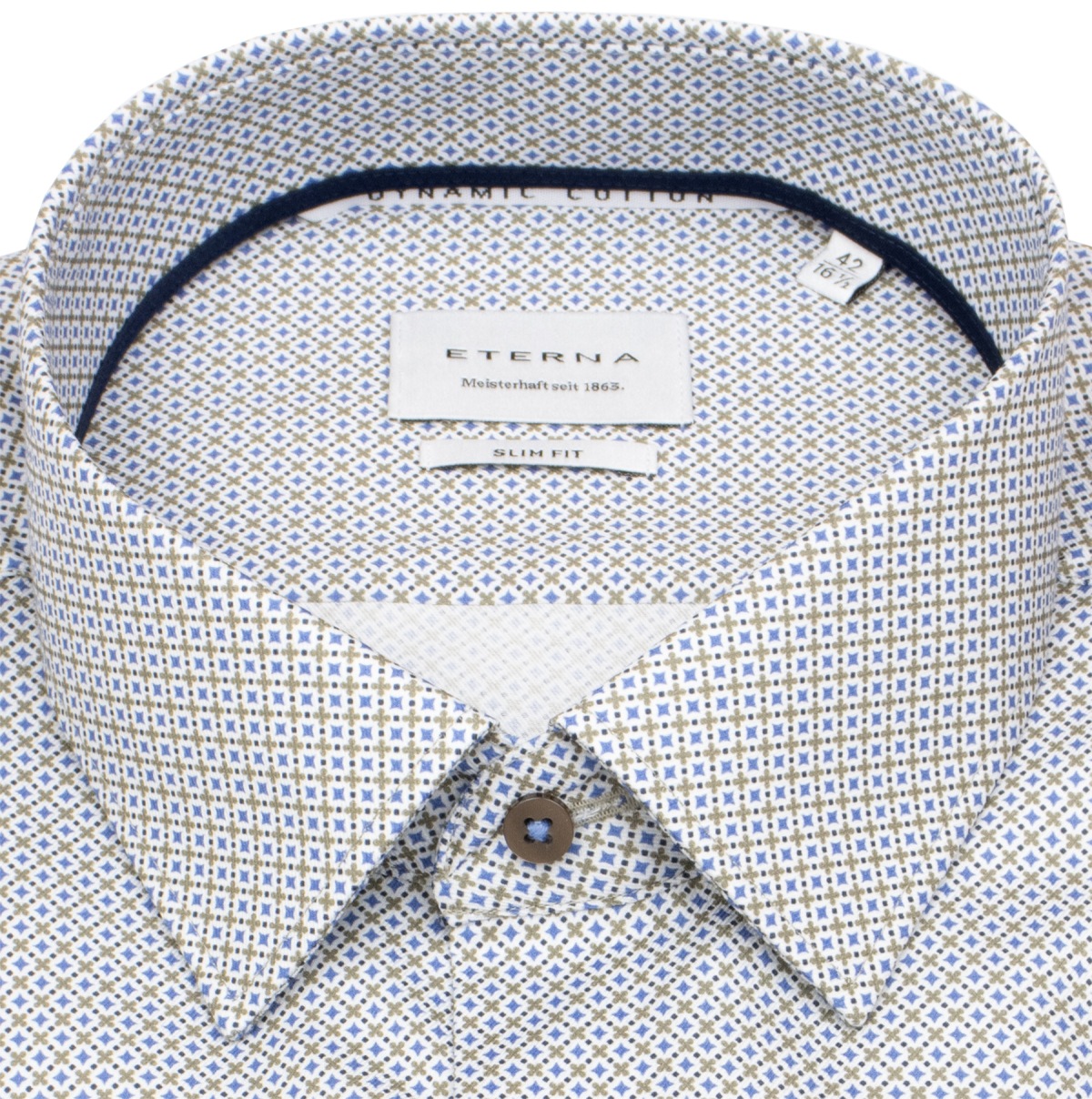 Eterna Hemd - Slim Fit - Kentkragen - Dynamic Cotton - blau / beige / weiß