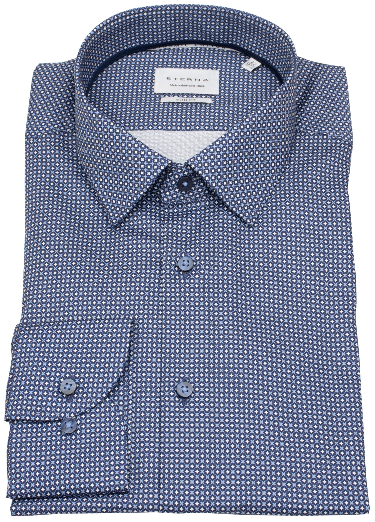 Eterna Hemd - Slim Fit - Kentkragen - Dynamic Cotton - dunkelblau / hellblau / weiß