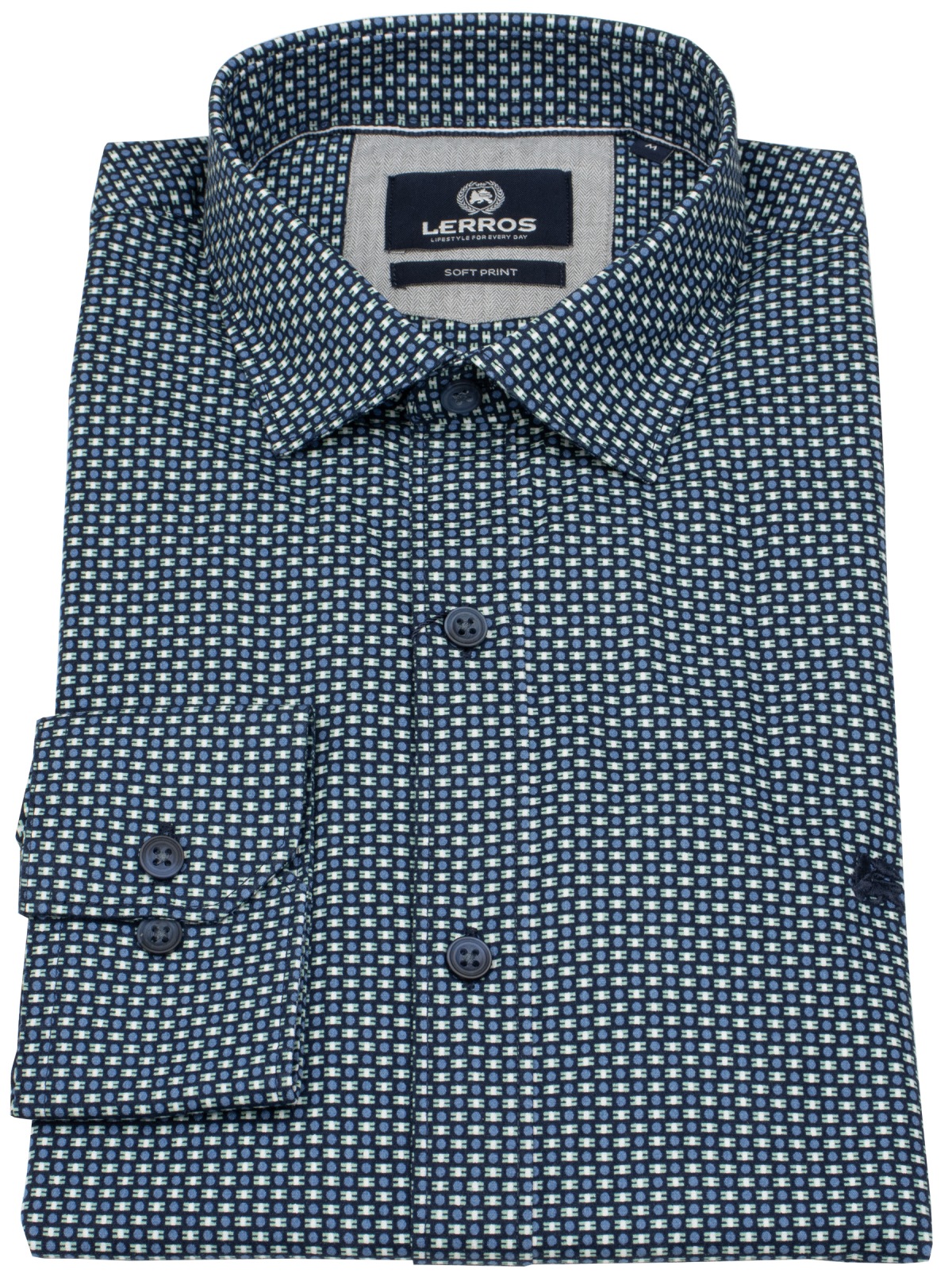 Lerros Hemd - Regular Fit - Haikragen - feines Muster - blau - ohne OVP
