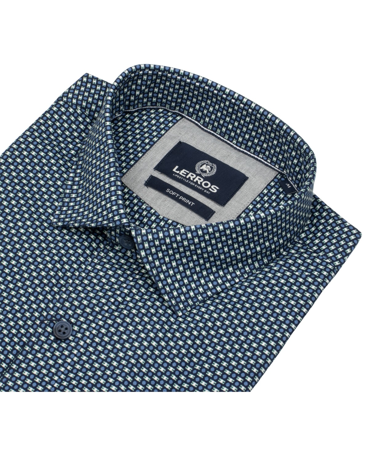 Lerros Hemd - Regular Fit - Haikragen - feines Muster - blau - ohne OVP