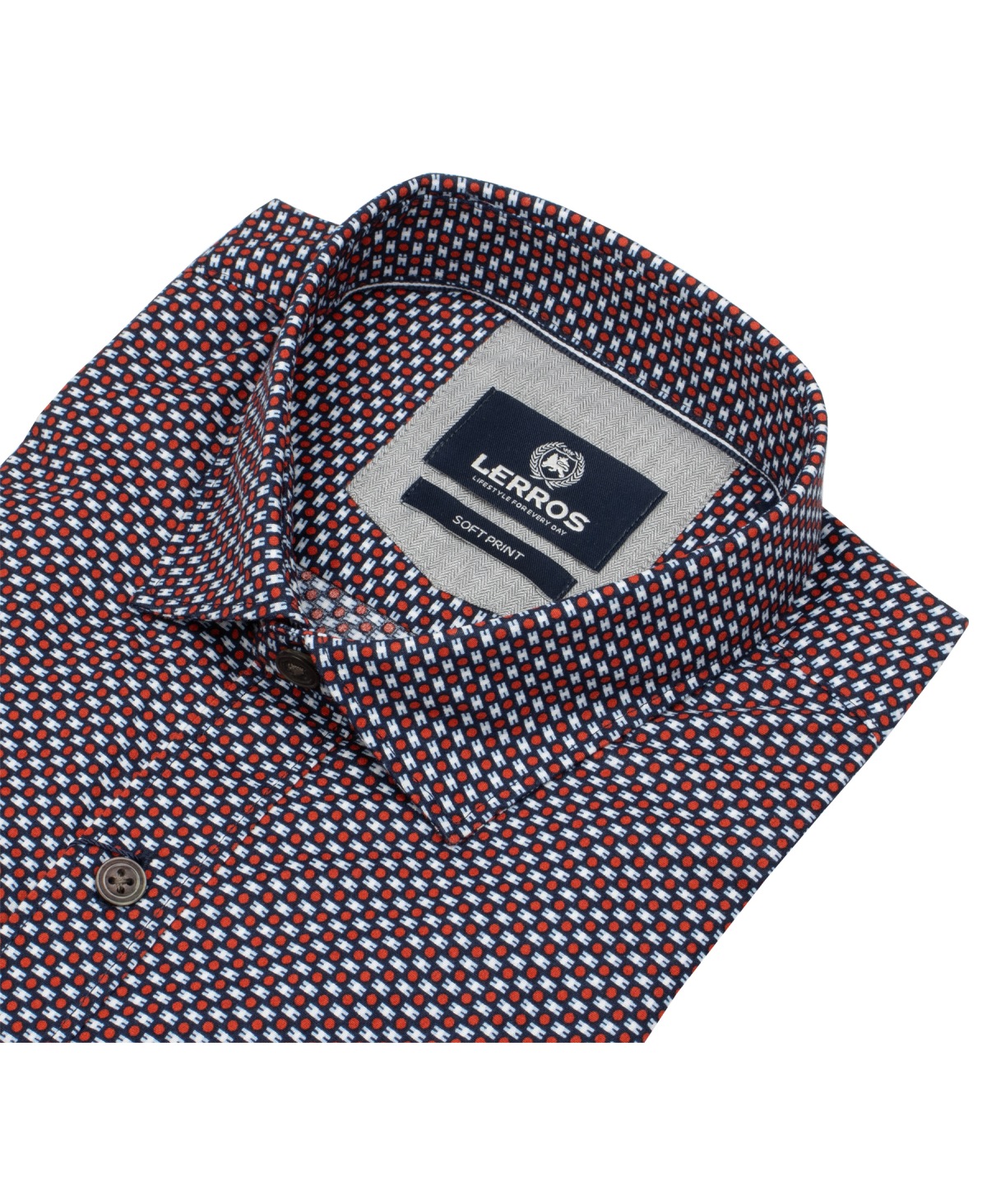 Lerros Hemd - Regular Fit - Haikragen - feines Muster - rot - ohne OVP