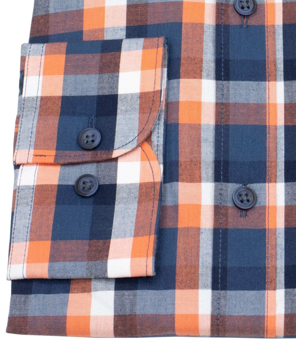 Lerros Hemd - Regular Fit - Under Button Down - kariert - blau / orange