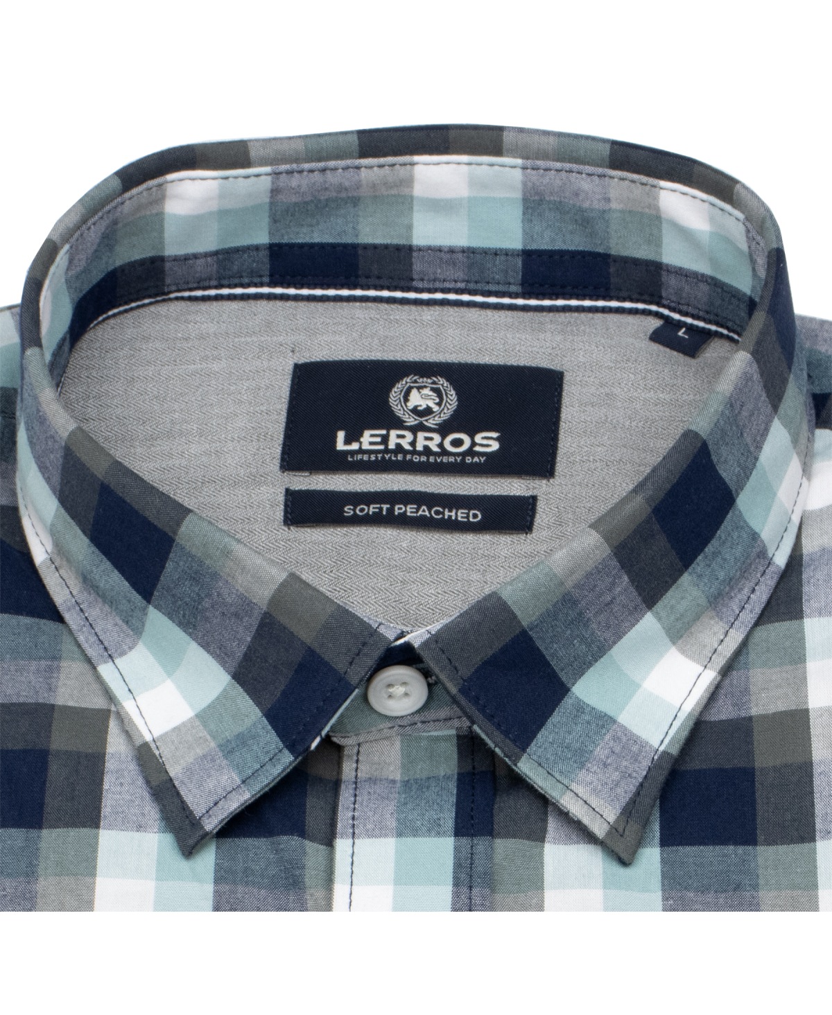 Lerros Hemd - Regular Fit - Under Button Down - kariert - blau / türkis