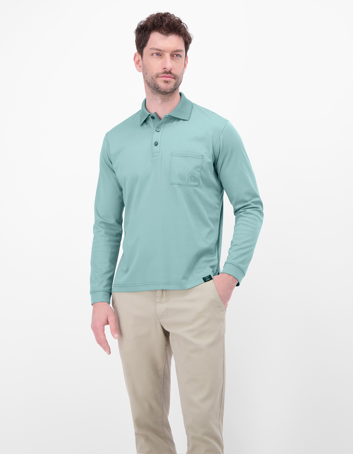 Lerros Poloshirt - Regular Fit - Langarm - türkis