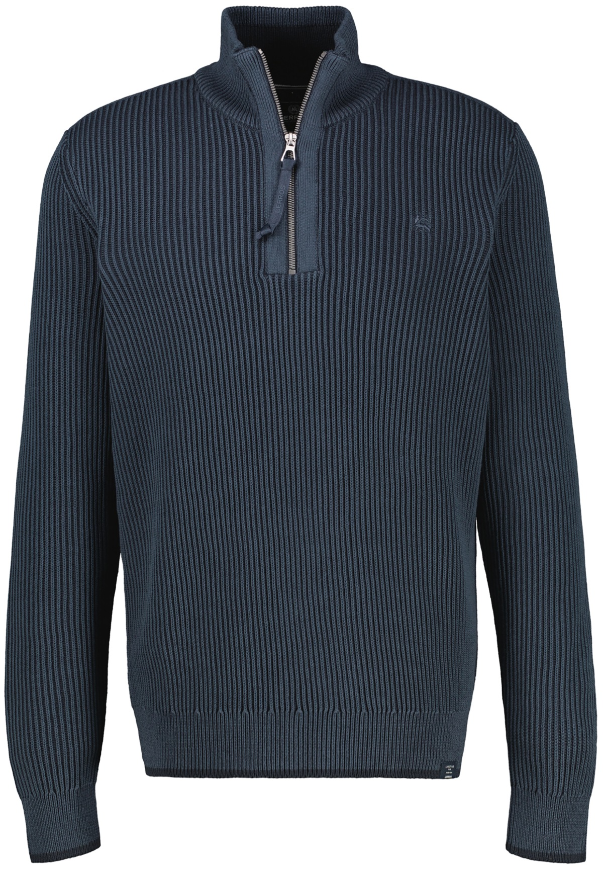 Lerros Pullover - Regular Fit - Troyer - Struktur - dunkelblau