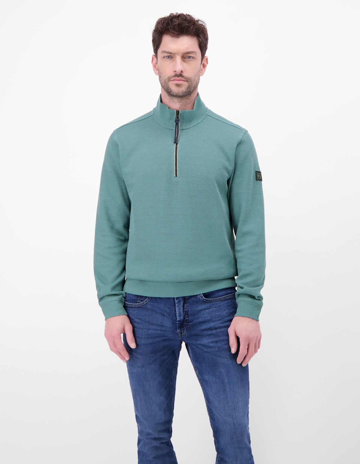 Lerros Pullover - Regular Fit - Troyer - türkis