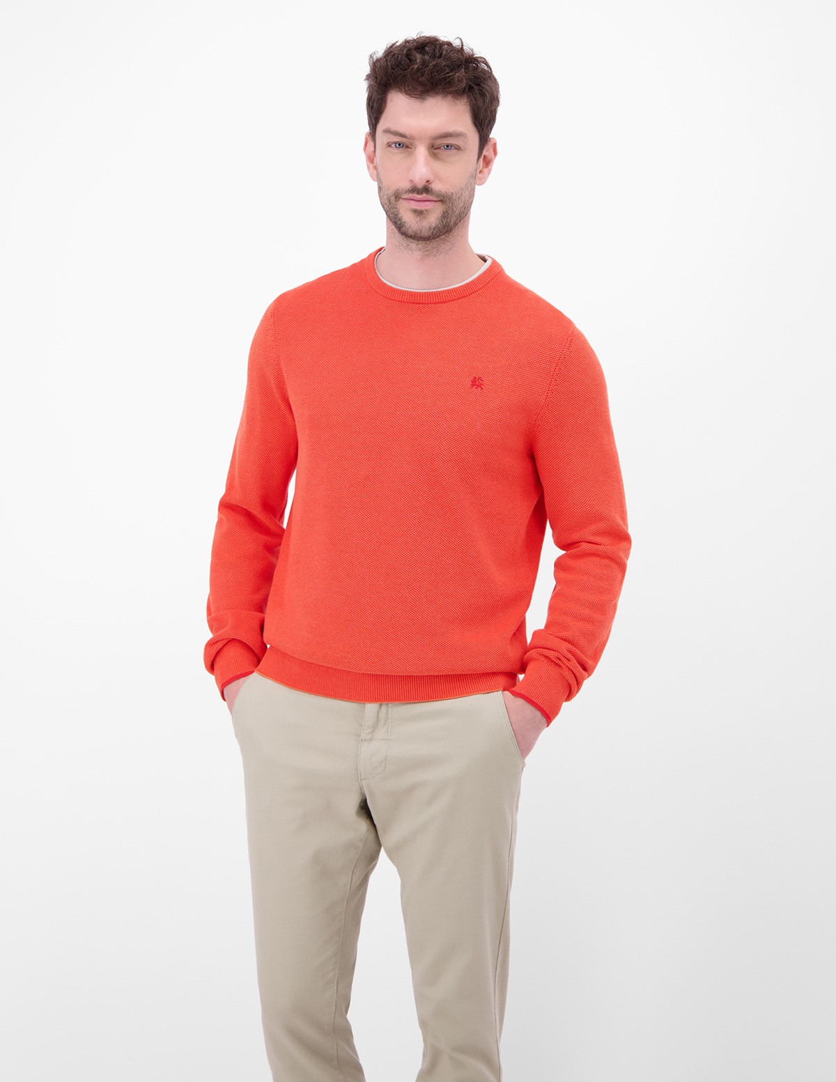 Lerros Sweatshirt - Regular Fit - Rundhals-Ausschnitt - Struktur - rot