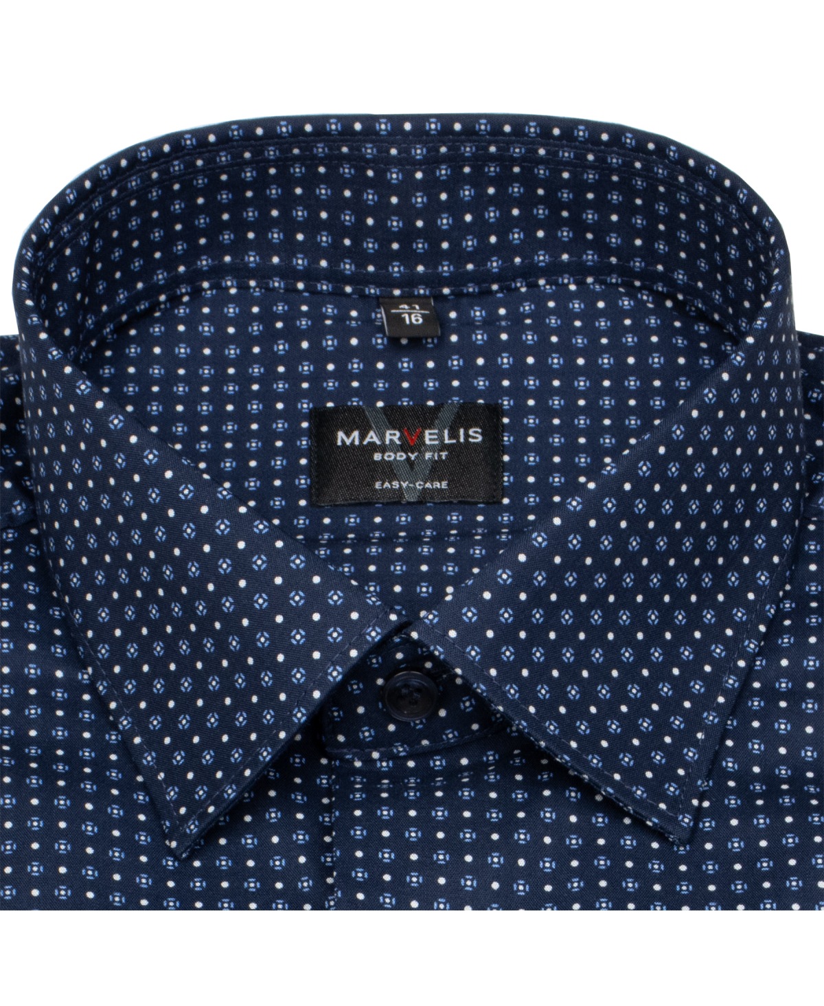 Marvelis Hemd - Body Fit - dunkelblau / hellblau / weiß - extra langer 69cm Arm - ohne OVP