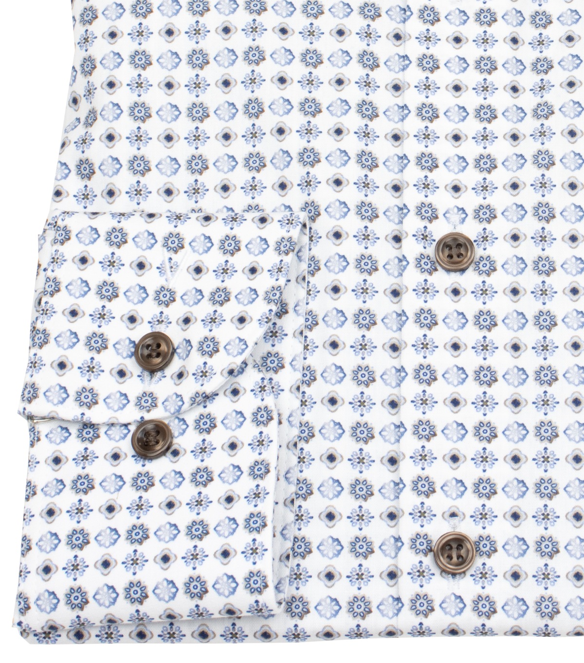 Marvelis Hemd - Body Fit - Kentkragen - Kontrastknöpfe - blau / braun