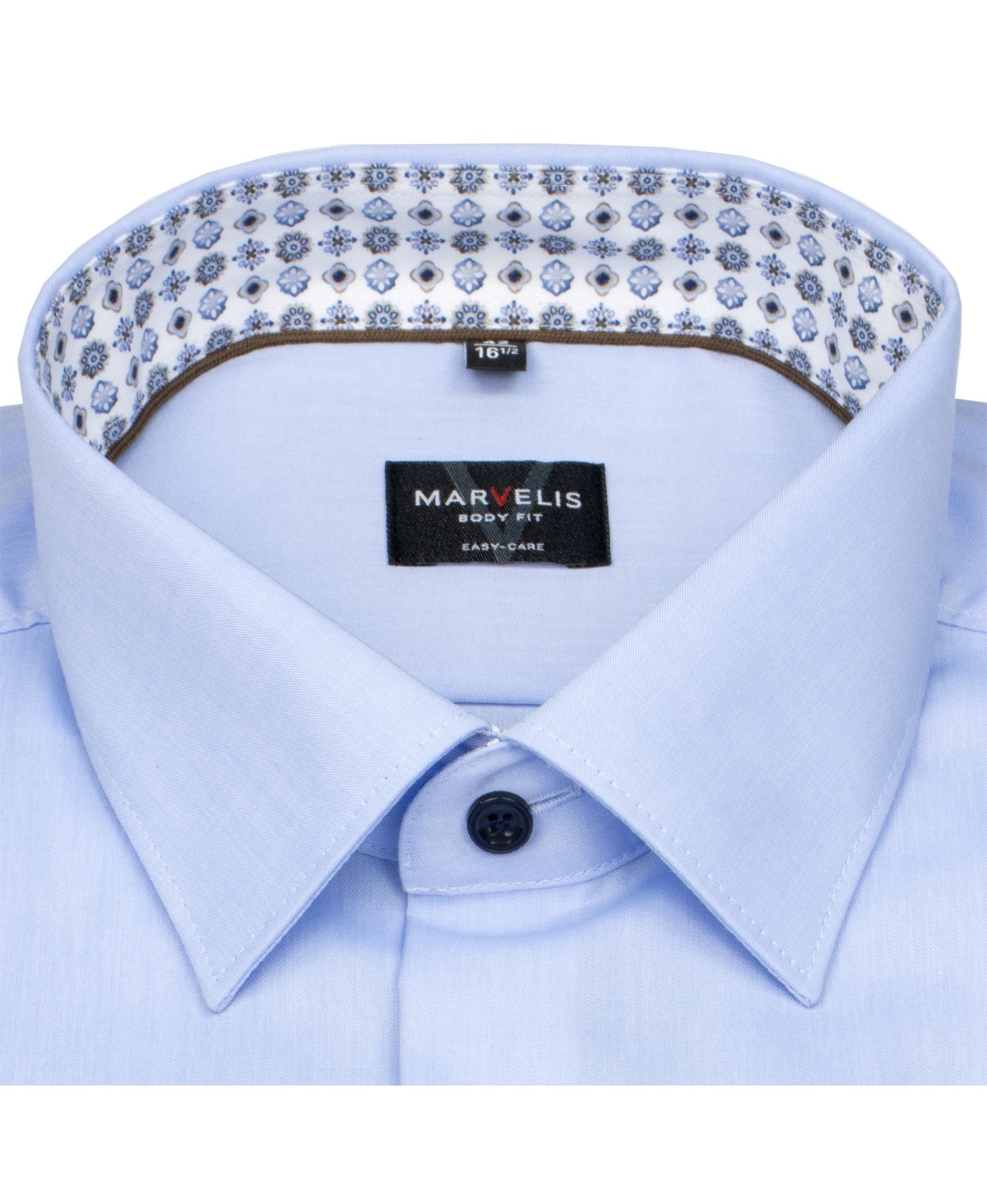 Marvelis Hemd - Body Fit - Kentkragen - Kontrastknöpfe - hellblau