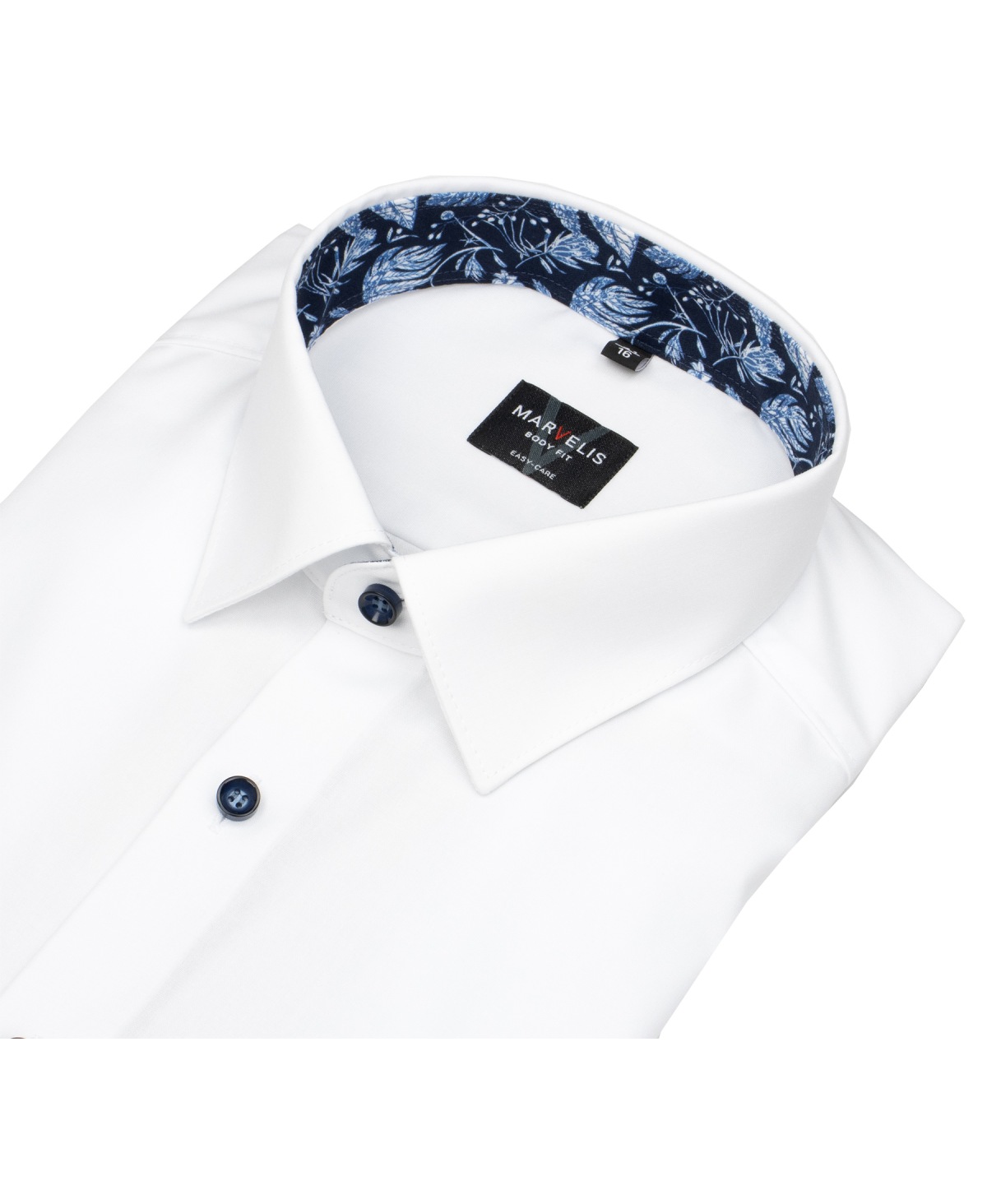 Marvelis Hemd - Body Fit - Kentkragen - Kontrastknöpfe - weiß - ohne OVP
